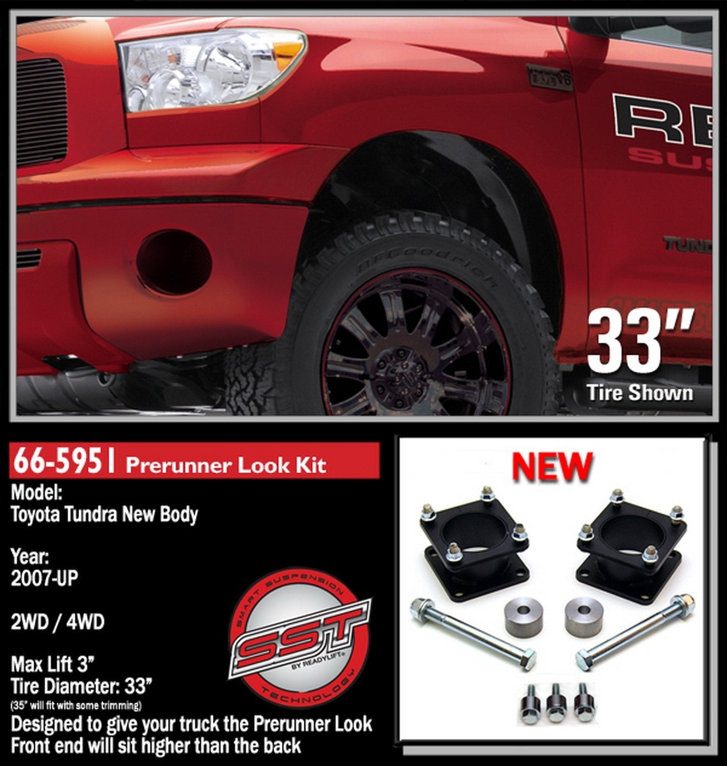 ReadyLift 66-5951 3.0'' Lift Kit for Toyota Tundra Prerunner 2WD/4WD 2007-Up