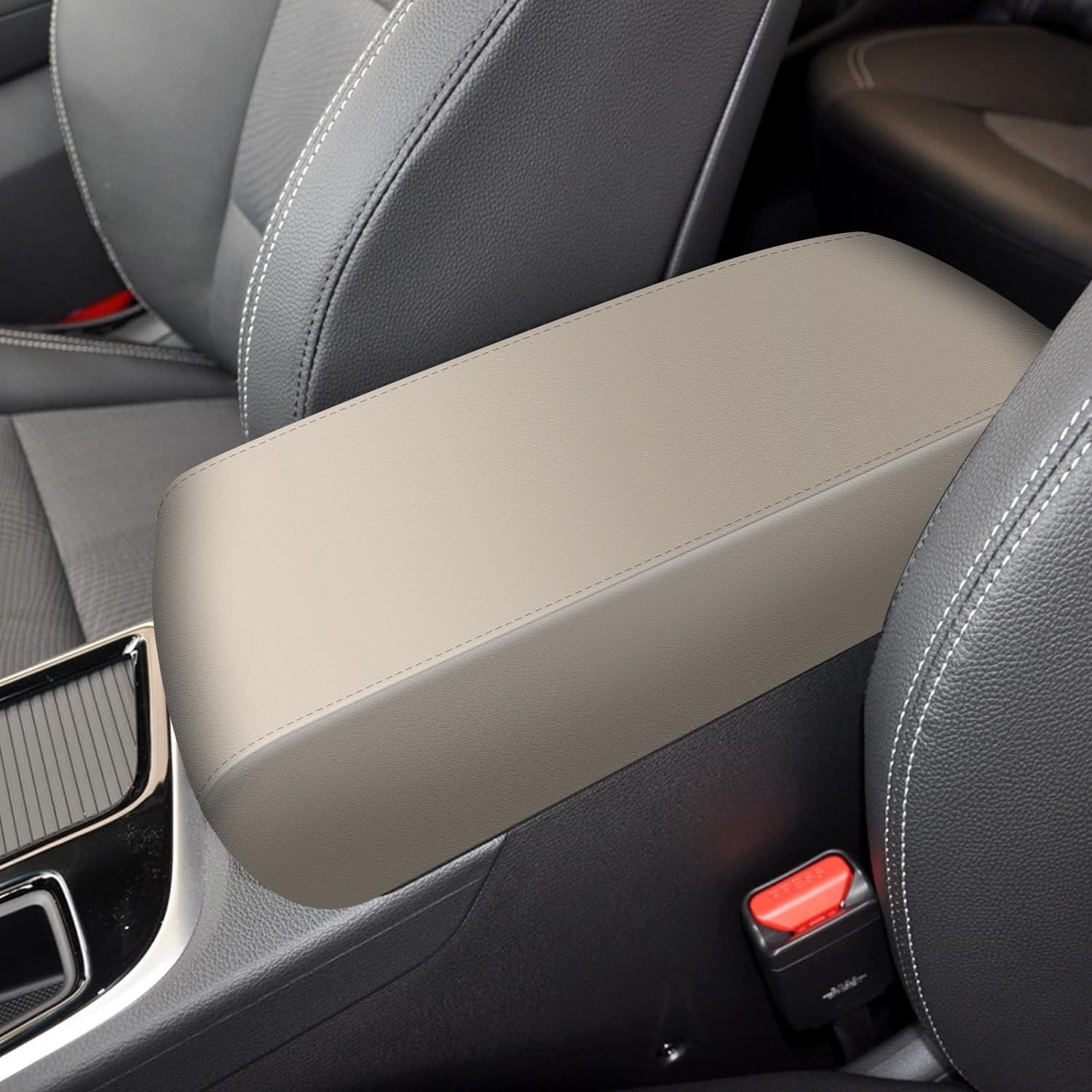 Aomsazto Armrest For Hyundai Sonata 2015-2019 Beige Middle Leather Console Covers