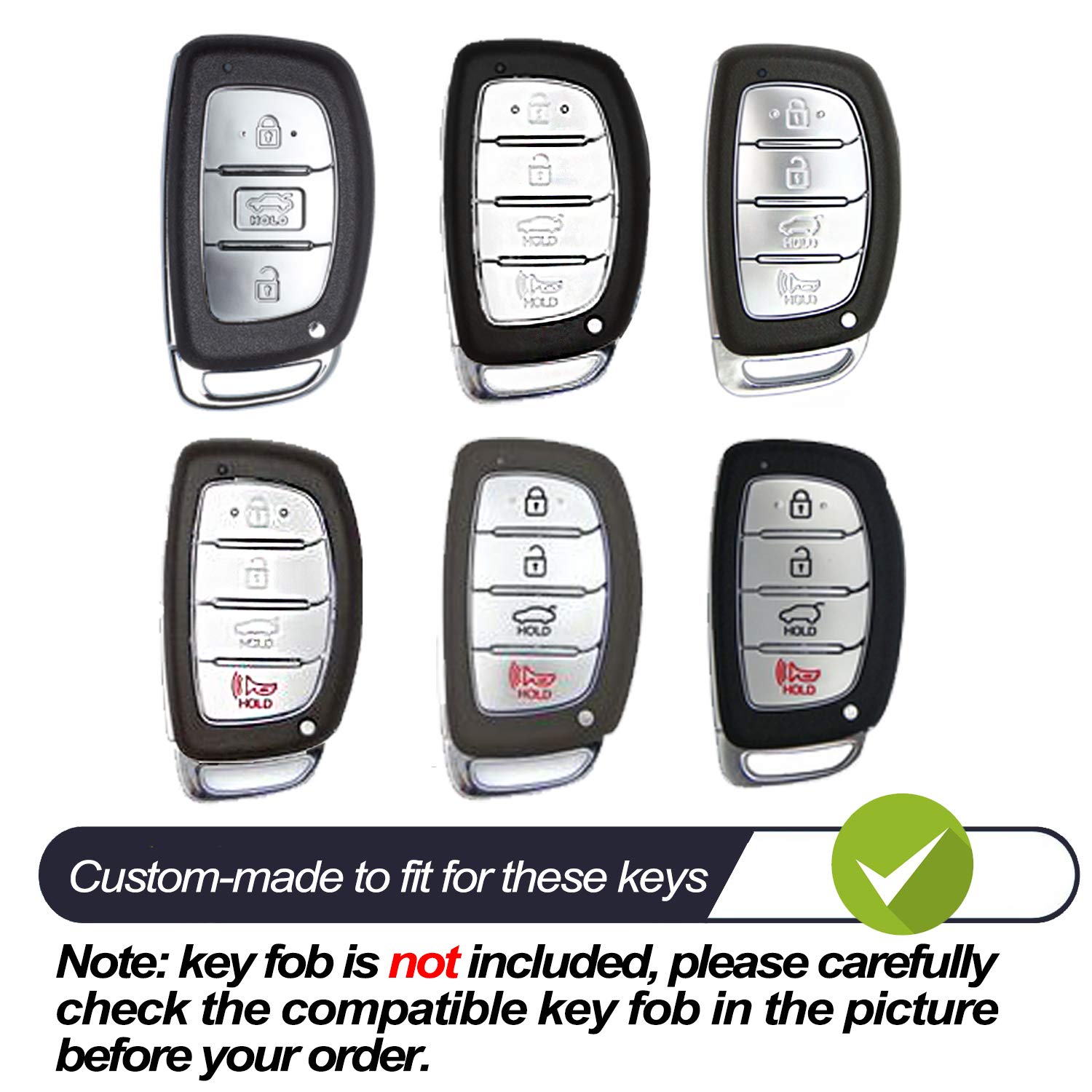 Mechcos Fit For Hyundai Elantra Ioniq Sonata Tucson Elantra Gt Smart 3 4 Buttons Silver Tpu Key Fob Cover Case Remote Holder Skin Protector Keyless Entry Sleeve Accessories, Not Fit Flip/Folding Key