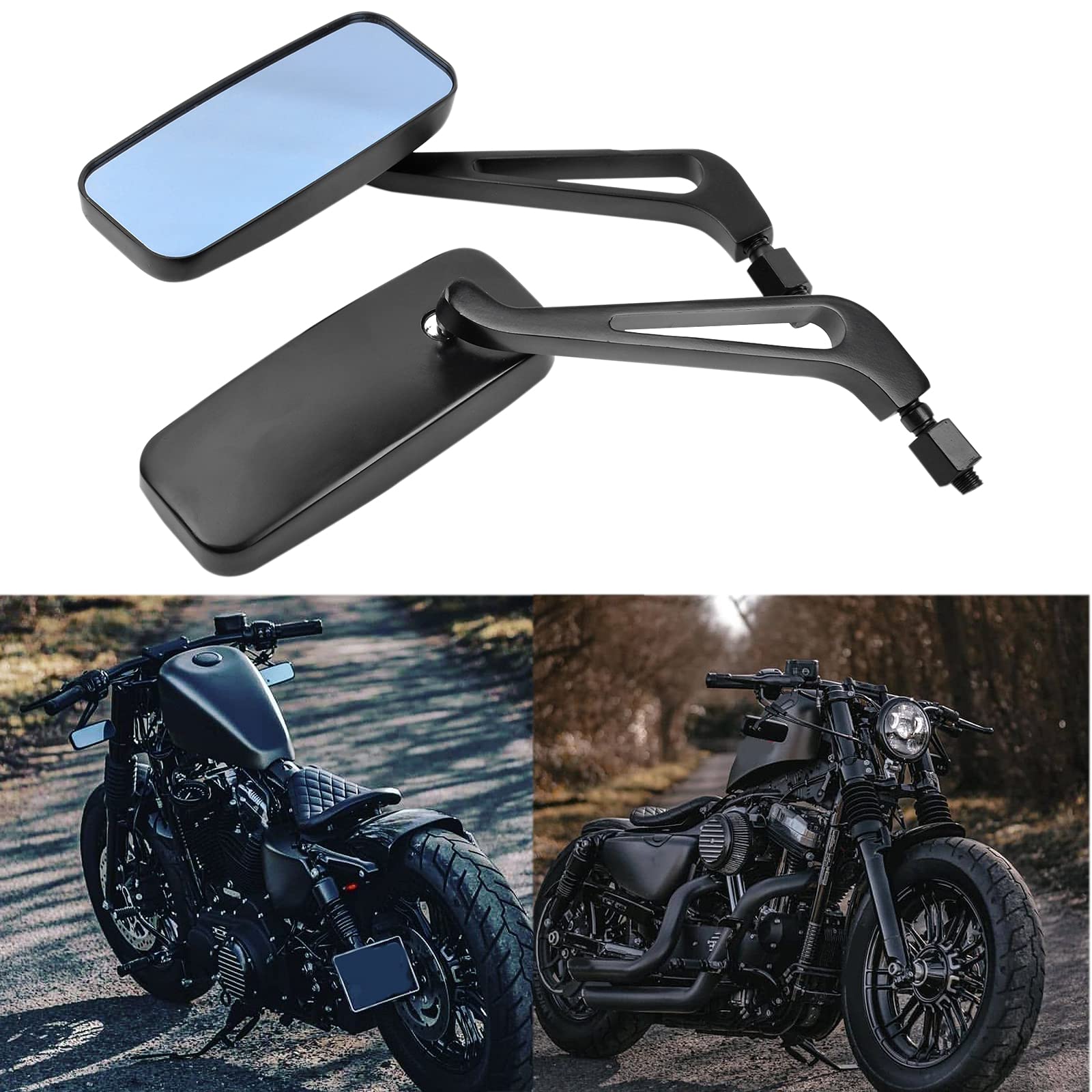 Black Motorcycle Side View Mirrors For Harley Davidson Sportster 883 1200 Street Glide