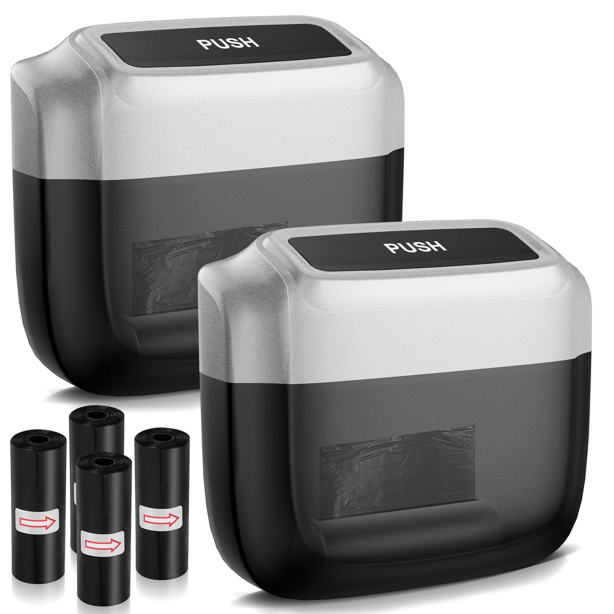 Oudew 2 Packs Car Trash Can With Lid,Built-In Storage Garbage Bag,Leakproof Vehicle Trash,Car Accessories For Interior,Mini Garb