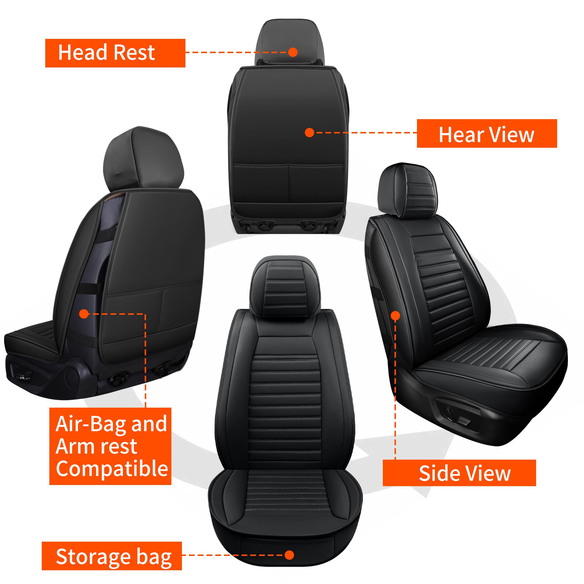 Hchengkikz Car Seat Covers,Breathable Faux Leather Auto Seat Covers,Waterproof Automotive Seat Covers,Universal Vehicle Seat Cov