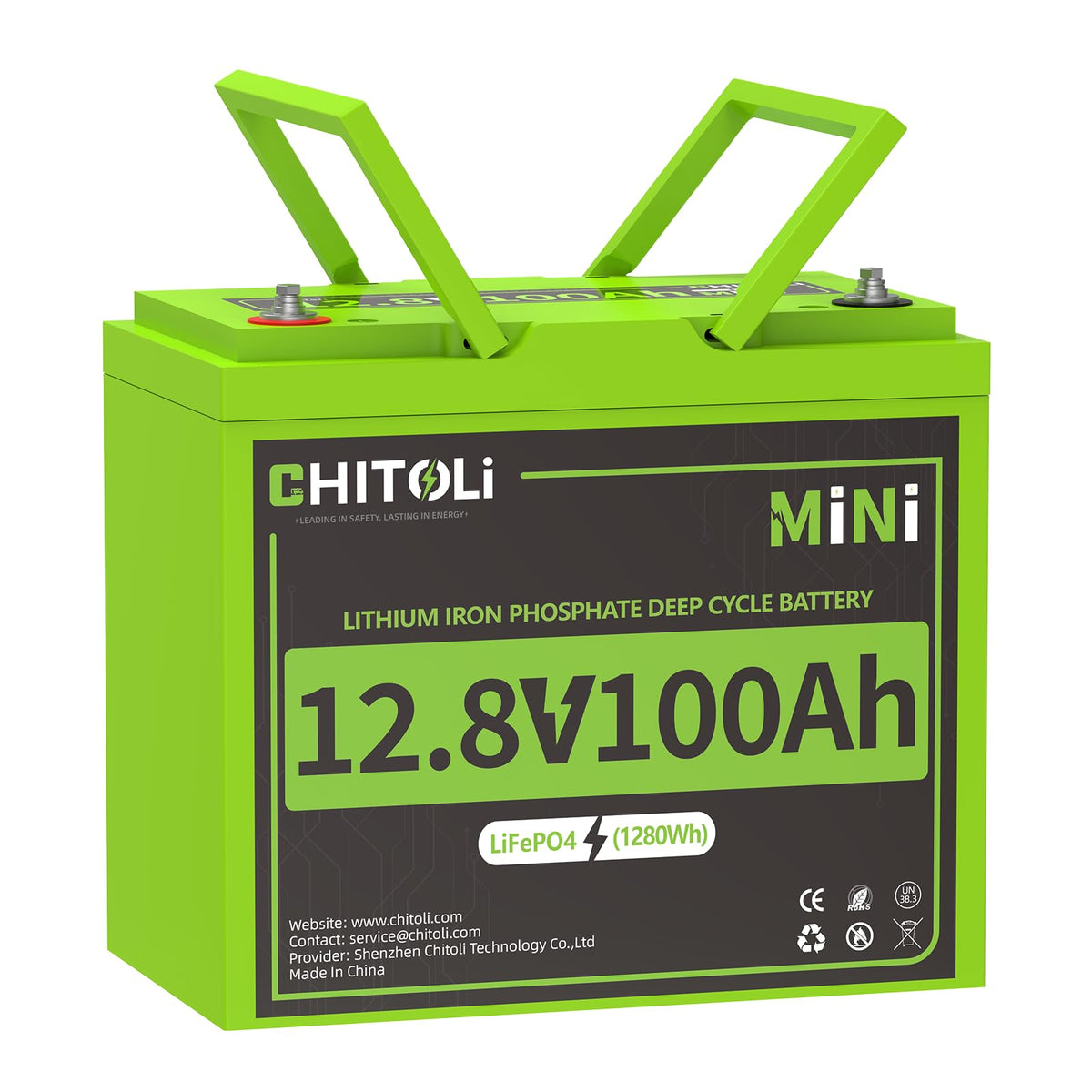 Chitoli 12V 100Ah Mini Smaller Than Bci Group 24 Lifepo4 Battery, Max. 15000 Deep Cycle Lithium Battery, Built In 100A Bms For R