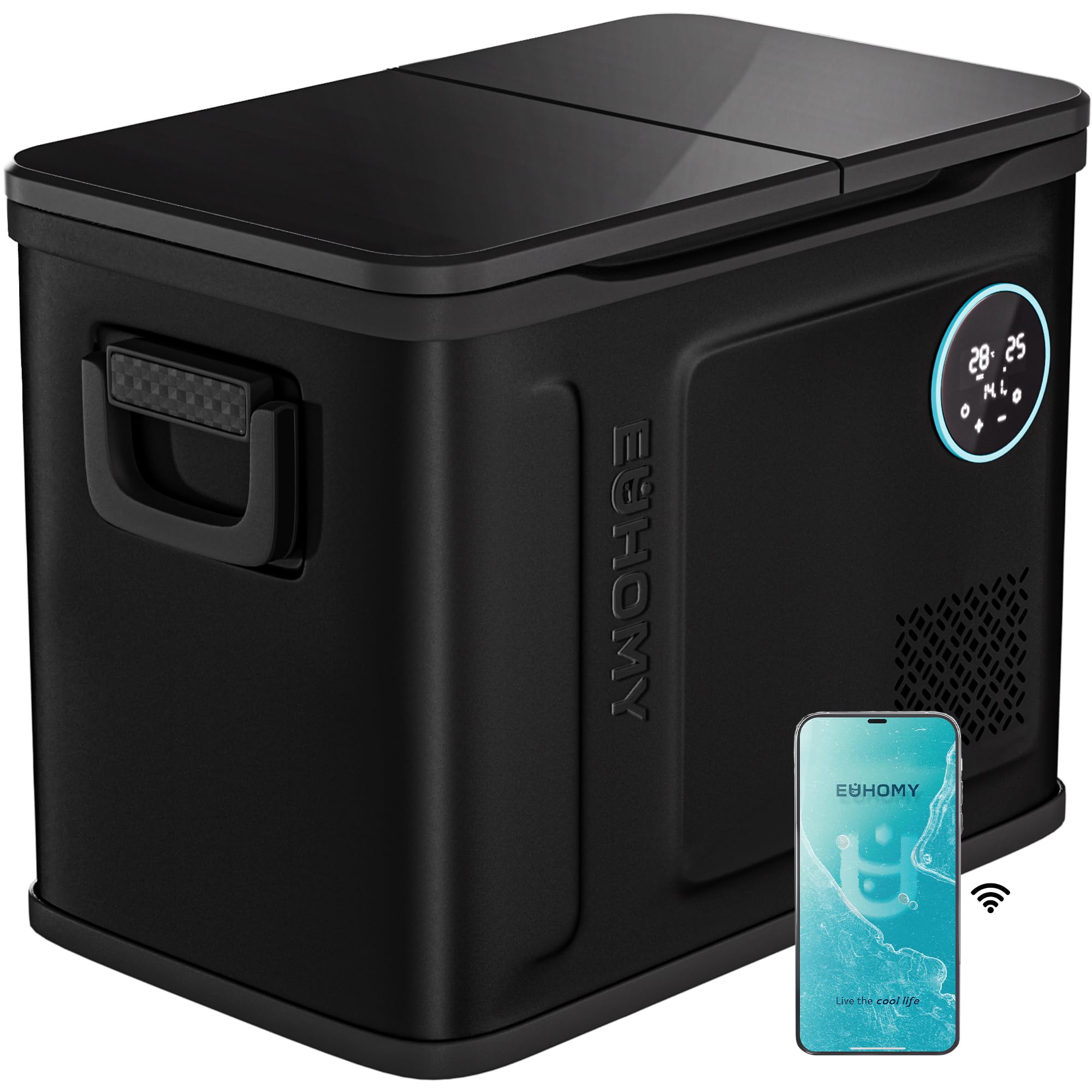 EUHOMY 12 Volt Refrigerator, 48QT Dual Zone Electric Cooler APP Control, Car Refrigerator with 12/24V DC 110-240V AC, Car Fridge