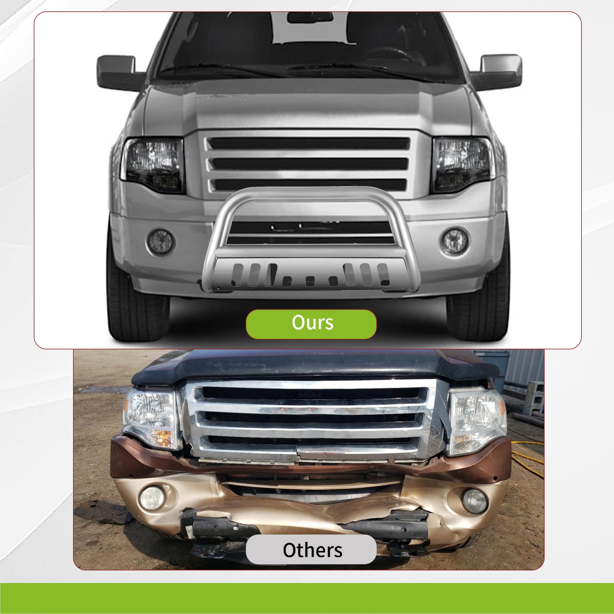 Autosaver88 Bull Bar Compatible For 2004-2023 Ford F150 F-150 Stainless Chrome Bull Bar 3'' Push Front Bumper Grill Grille Guard