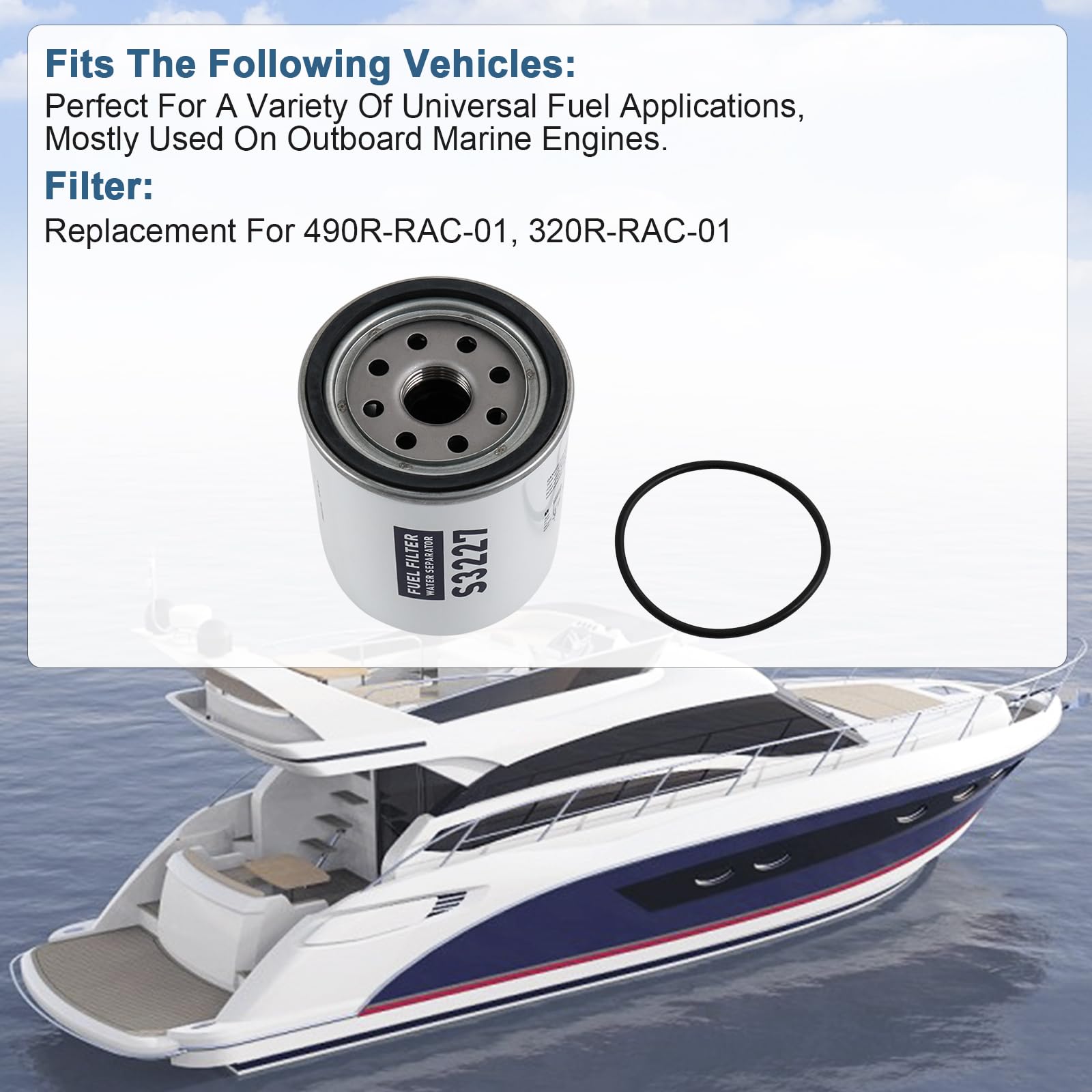 S3227 Fuel Filter Element Water Separator Replacement For Replacement For Marine Outboard Motor Mercury Replace# S3227 320R 490R