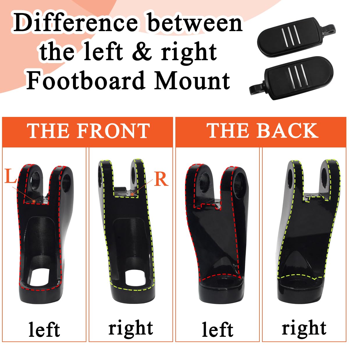 Fovplue Passenger Mini Footboard, Passenger Footpegs W/Mount Kit For Harley Touring 1993-2024 Cvo Electra Glide Road Glide Road King Street Glide Ultra Classic Ultra Limited Revival Flh,Gloss Black#1