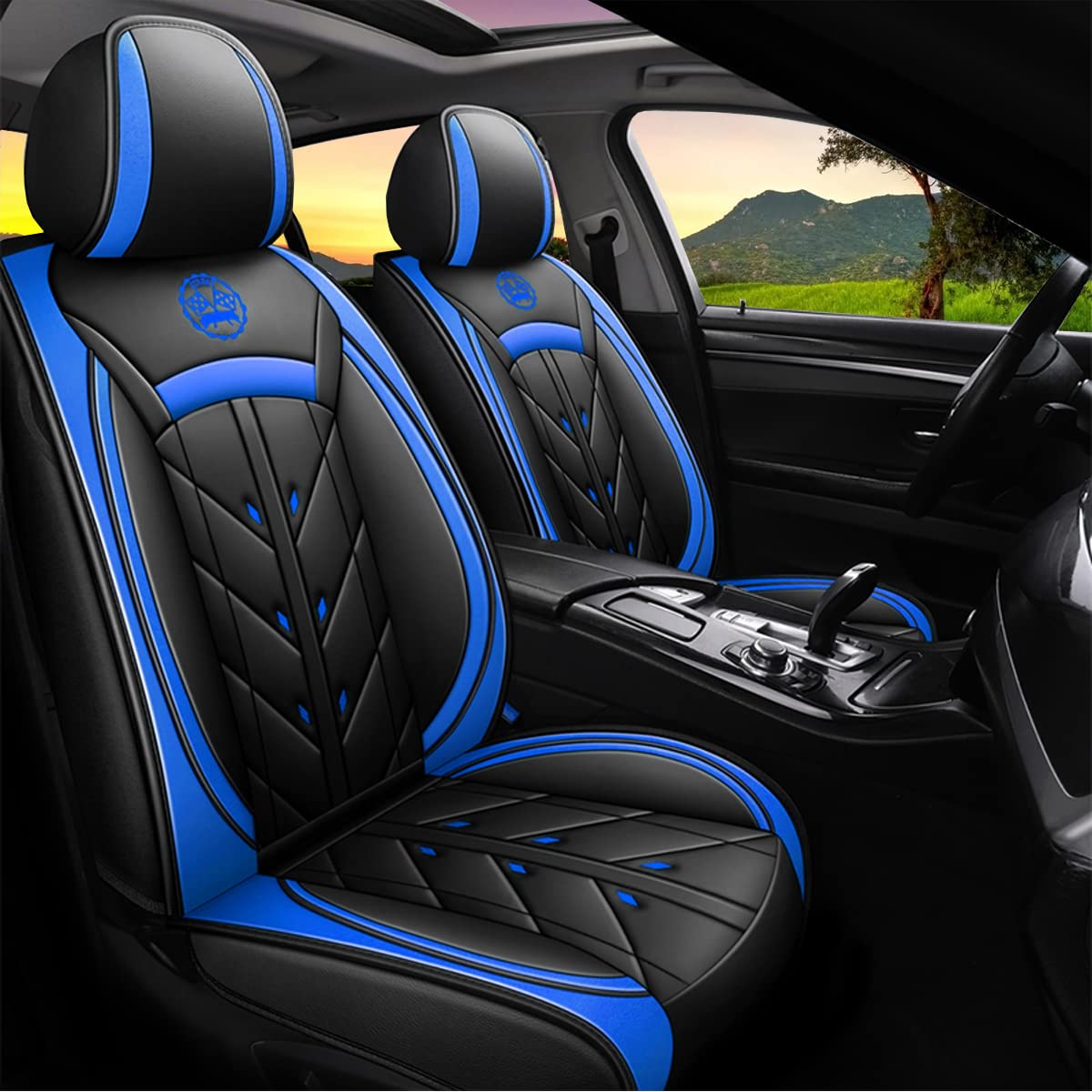 YXQYOEOSO Car Seat Cover 5-Seats Full Set Universal fit, Suitable for Most Cars, SUV, Airbags Compatible with Synthetic Leather 