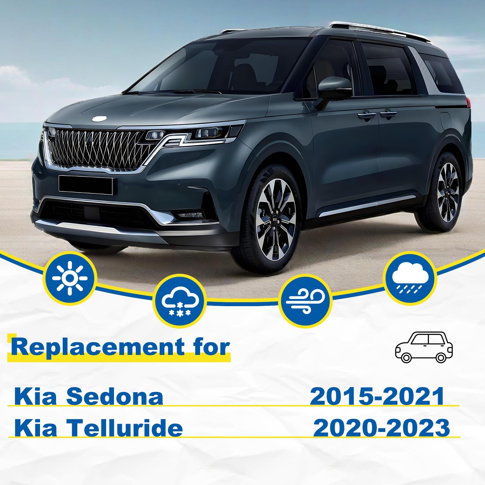 Hrsno 26''+18'' Windshield Wipers With 12'' Rear Wiper Blade Sets Automotive Replacement For Kia Sedona 2015-2021,Telluride 2020