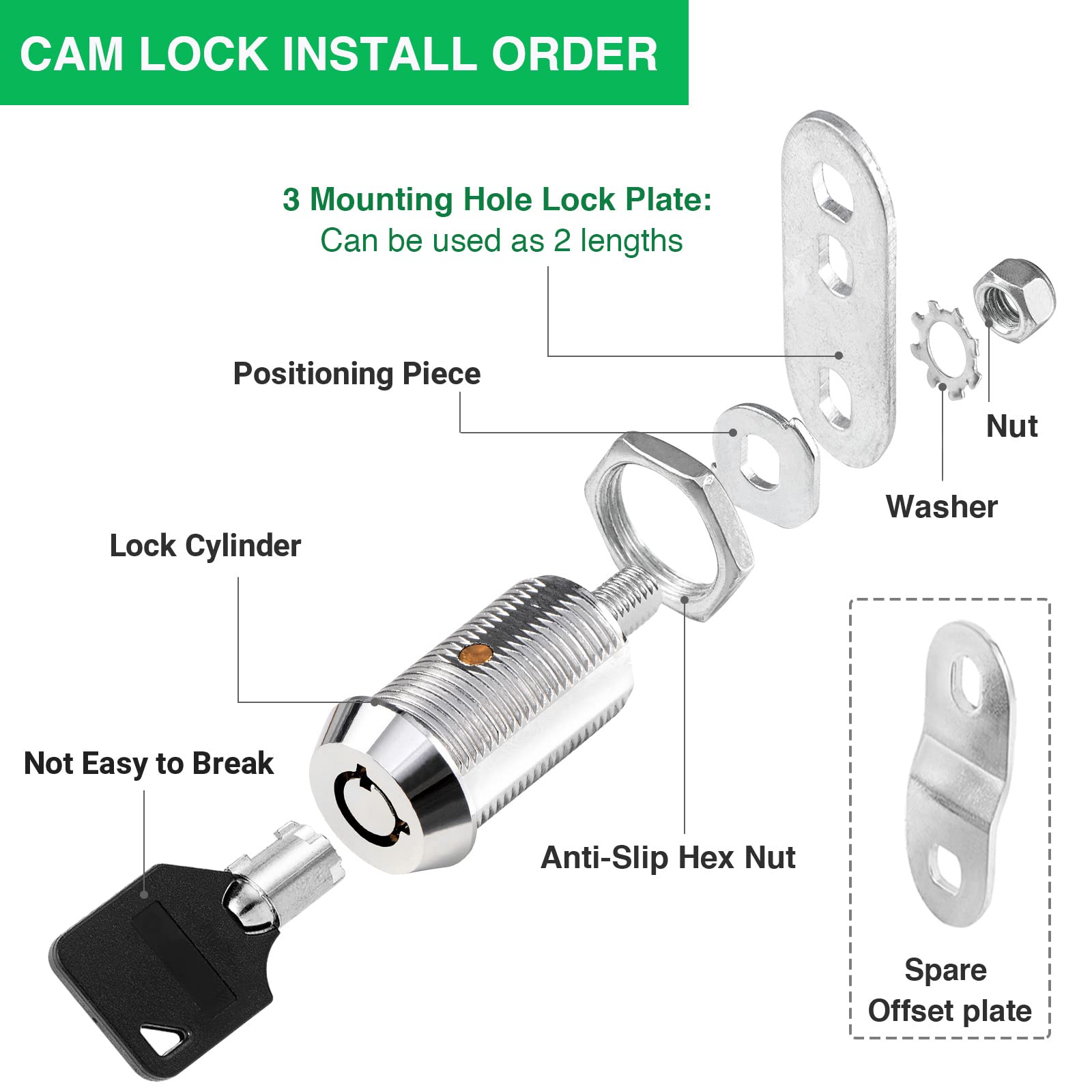 2 Pack Cabinet Lock With Keys, 1-1/8    Rv Storage Locks Keyed Alike, Rv Locks For Storage Door, Camper Cabinet Toolbox Rv Cam L