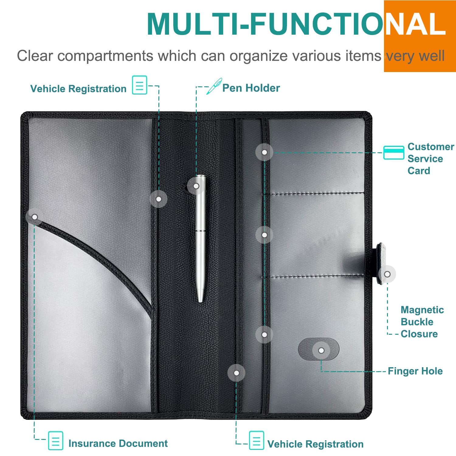 Rsaquar Car Registration And Insurance Holder, Leather Car Glove Box Organizer, Cool Car Accessories For Id, Driver'S License Ca