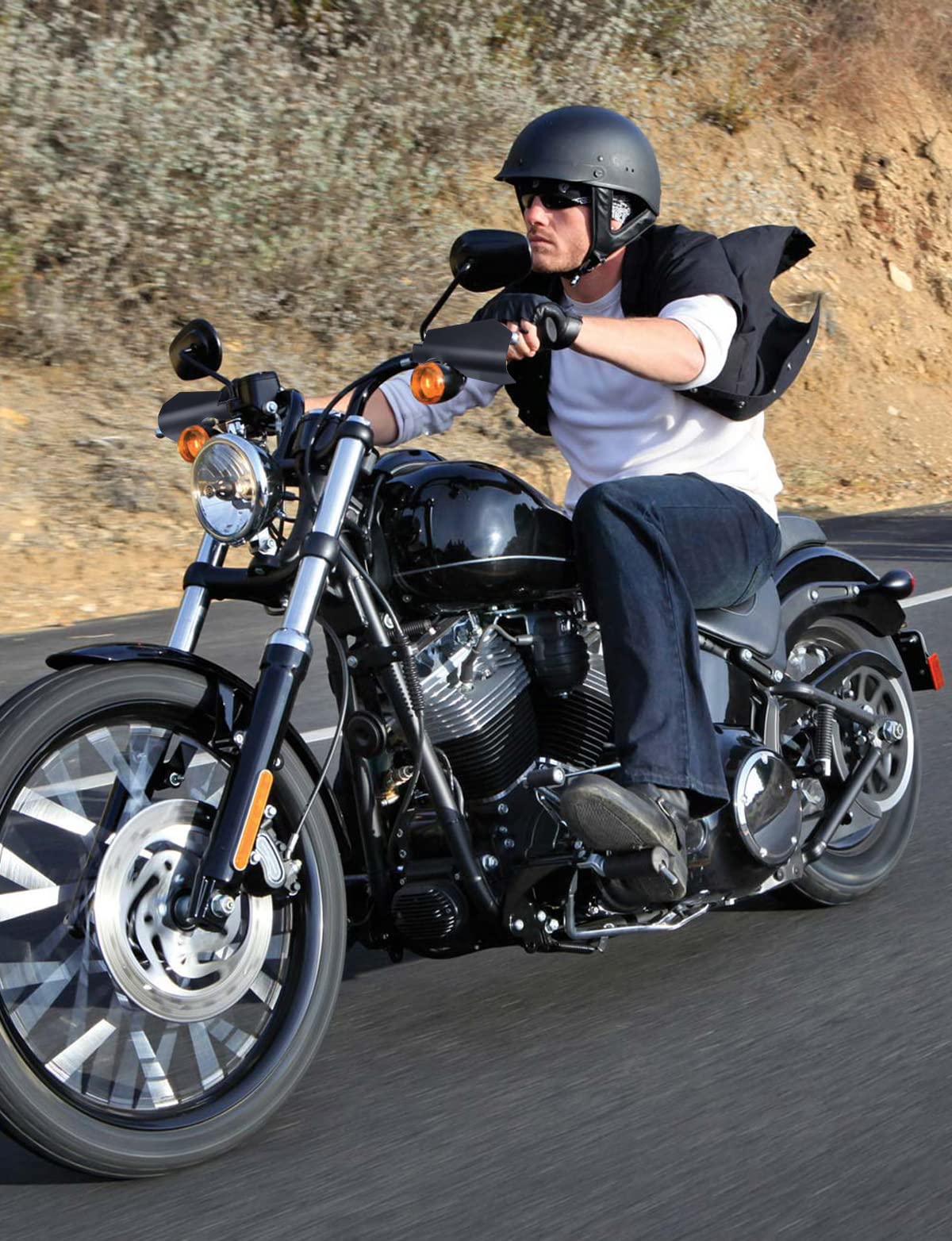 Kemimoto 1 Pair Motorcycle Handguards, Coffin Cut Hand Guard Hand Shields Compatible With 2012-2022 2023 Softail Fat Bob Slim Sp