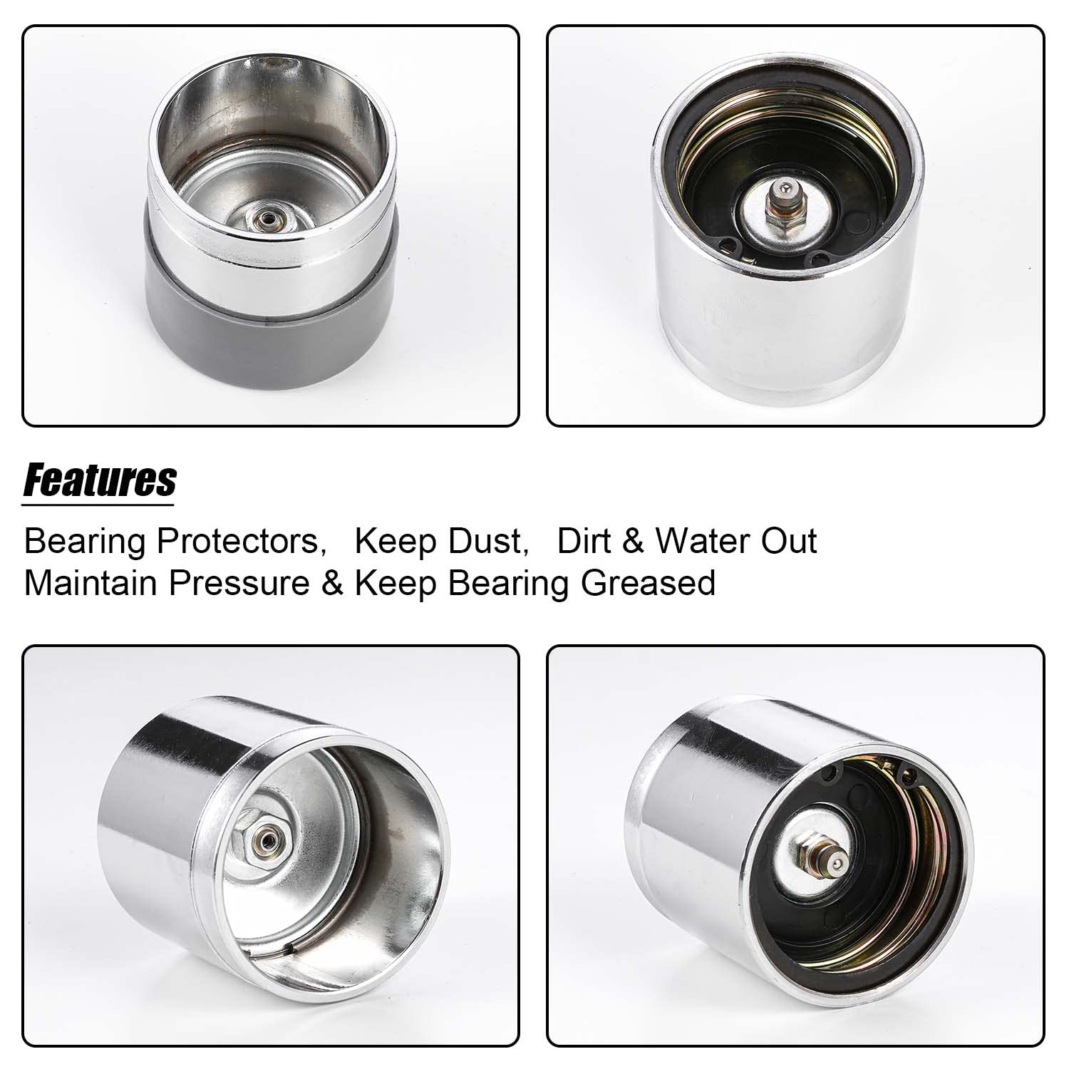 Czc Auto 1.98 Inch Bearing Protectors With Protective Bras For Trailer Boat, Chromed, Pair