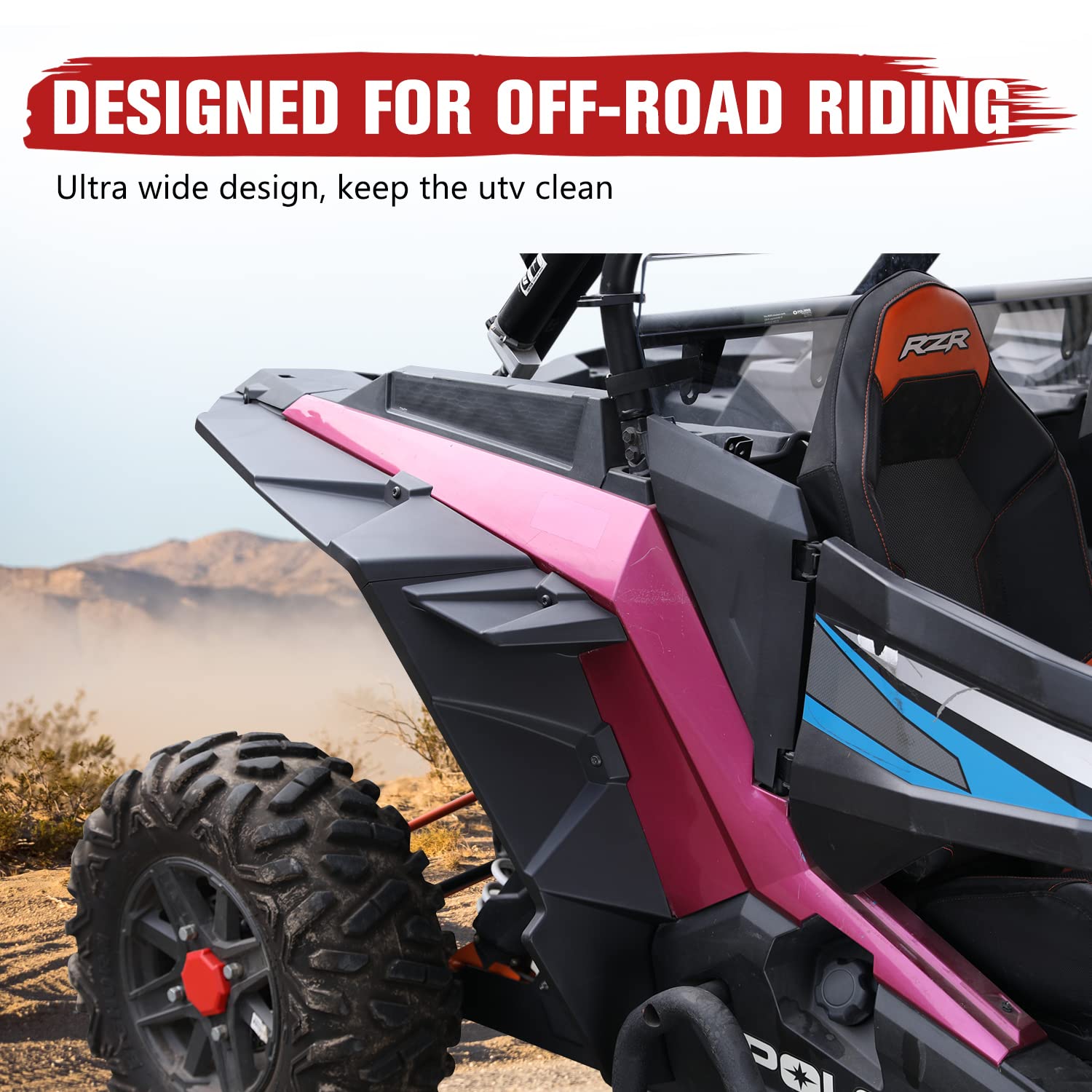A & UTV PRO Front Mud Flaps & Rear Fender Flares Kit, XXL, Black, Model AUPFMPRZR1U, for Polaris RZR XP/XP 4 1000