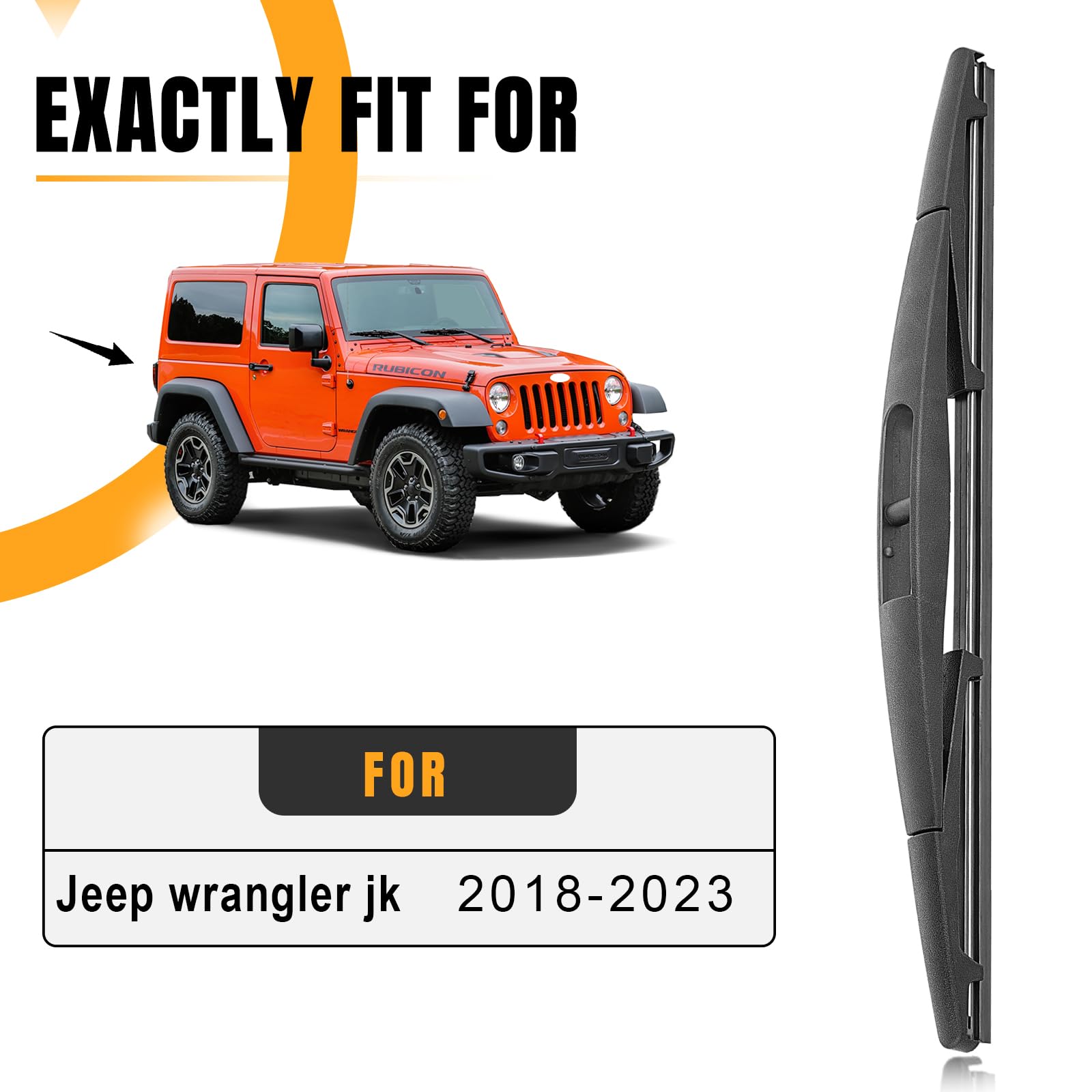 Autoboo Rear Wiper Blade Replacement For Jeep Wrangler 2023-2018 -Oem Factory Replacement Accessories Parts 19239591,Blades 12 I