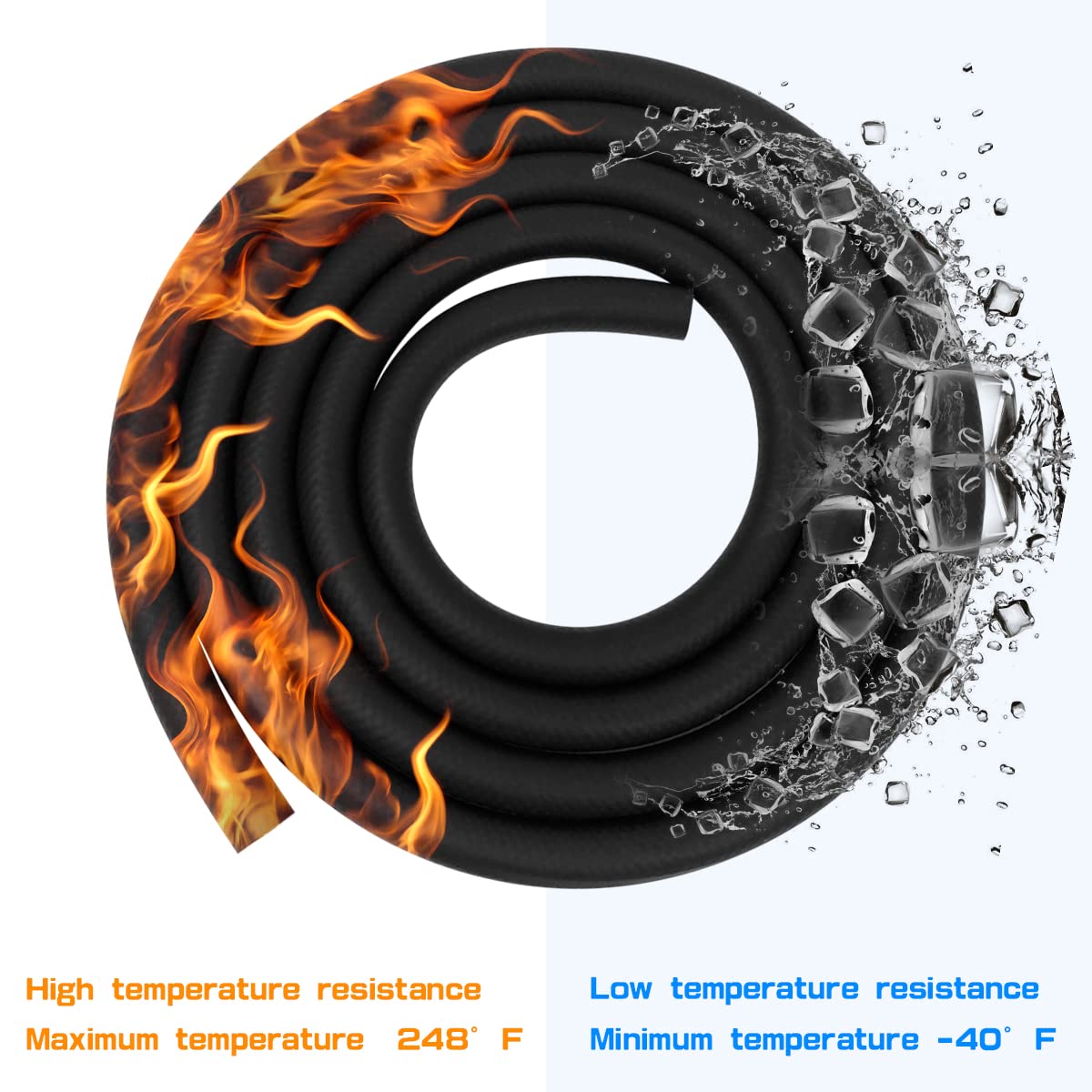 Fuel Line 5/8 Inch ID NBR Fuel Line Hose 10AN Push on Hose for Small Engine 10 Feet