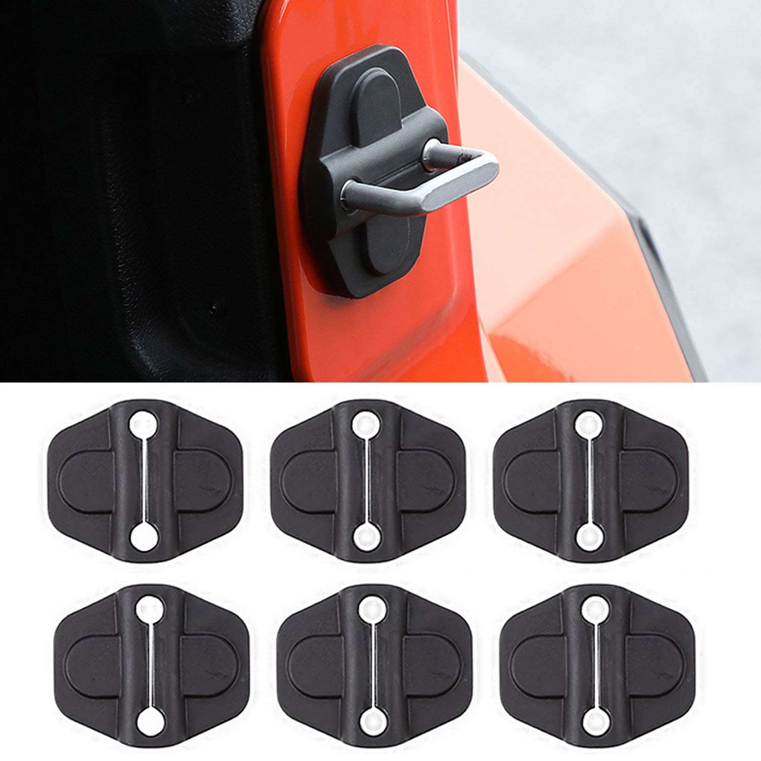8-Pack Door Screw Protector Cover Trim Door Lock Cover For 2018 2019 2020 2021 2022 2023 2024 Jeep Wrangler Jl Jt 4Xe Sport S Rubicon Deluxe Sport Utility Black Abs (2-Door/4-Door) (Pack Of 8)