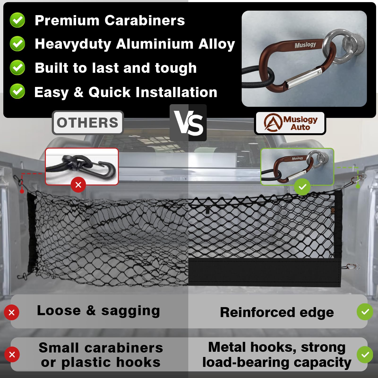 Muslogy Truck Bed Cargo Net Compatible With Ford Ranger 2024 2025 Accessories Storage Organizer Pickup Truck Bed Envelope Style