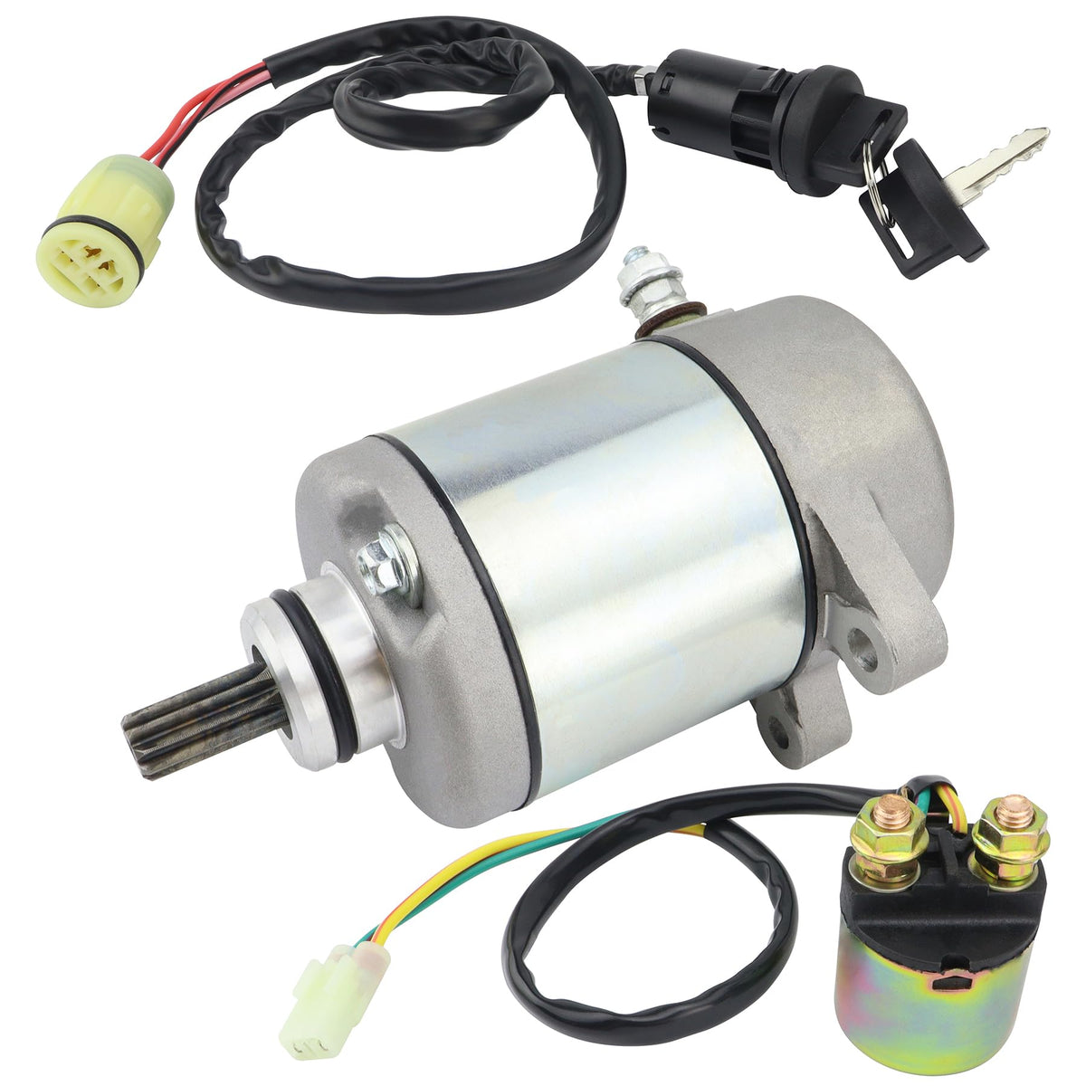 Shamofeng Starter W/Relay & Ignition Switch For Honda Rancher 350 Fourtrax Trx350Fe Trx350Fm Trx350Te Trx350Tm 2000-2006, 31200-Hn5-671 31200-Hn5-A81 31200-Hn5-M01 18607 Smu0215, Rancher 350 Starter