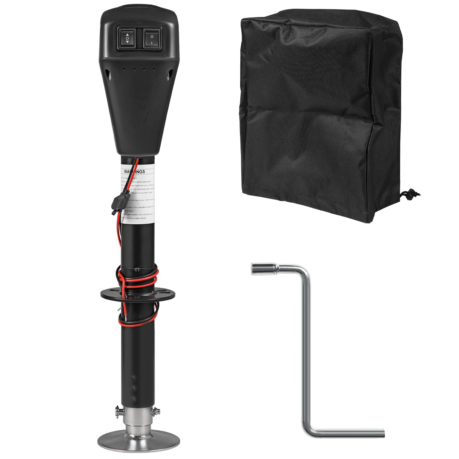 YELLOW JACKET Electric Trailer Jack, 5000lbs Power Tongue Jack 9''-32.5'' with Waterproof Protective Cover & LED Light for Lifti