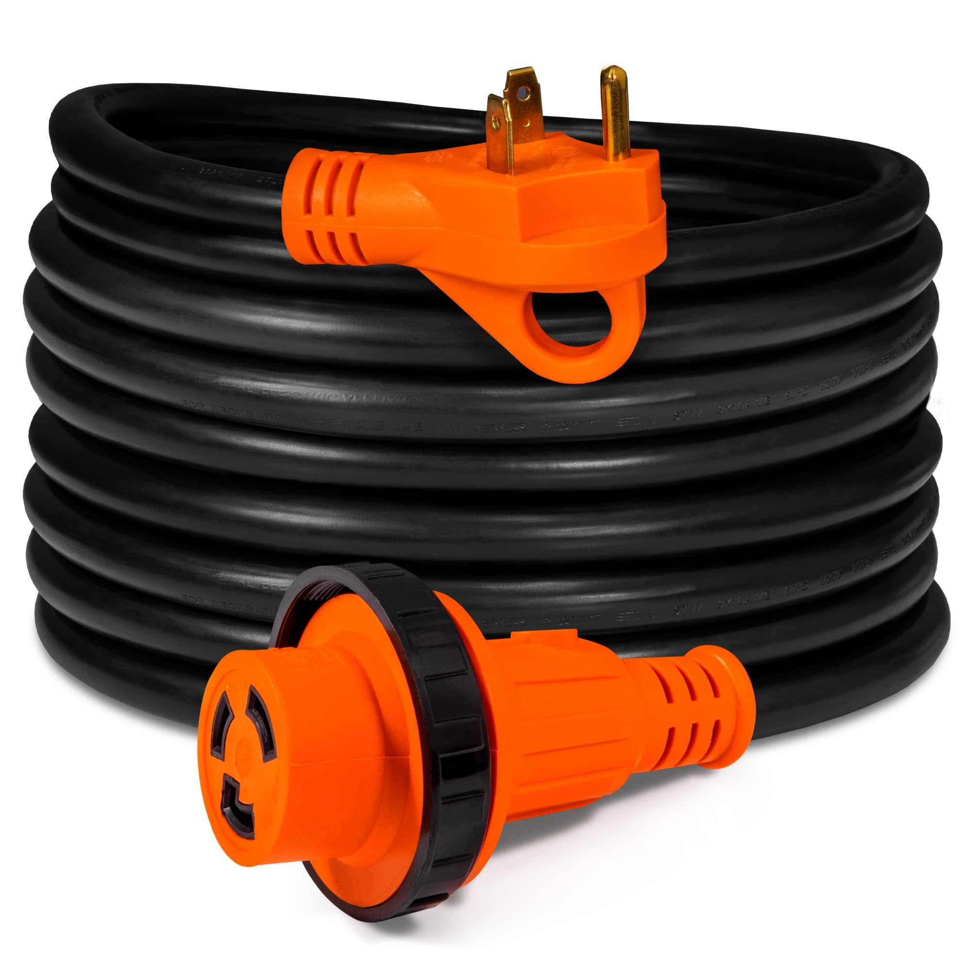 True Mods 25 Feet 125V 30A Rv Power Extension Cord [Nema Tt-30P/L5-30R] [Twist Lock] [Heavy Duty 10/3 Gauge Stw Copper Wires] [L