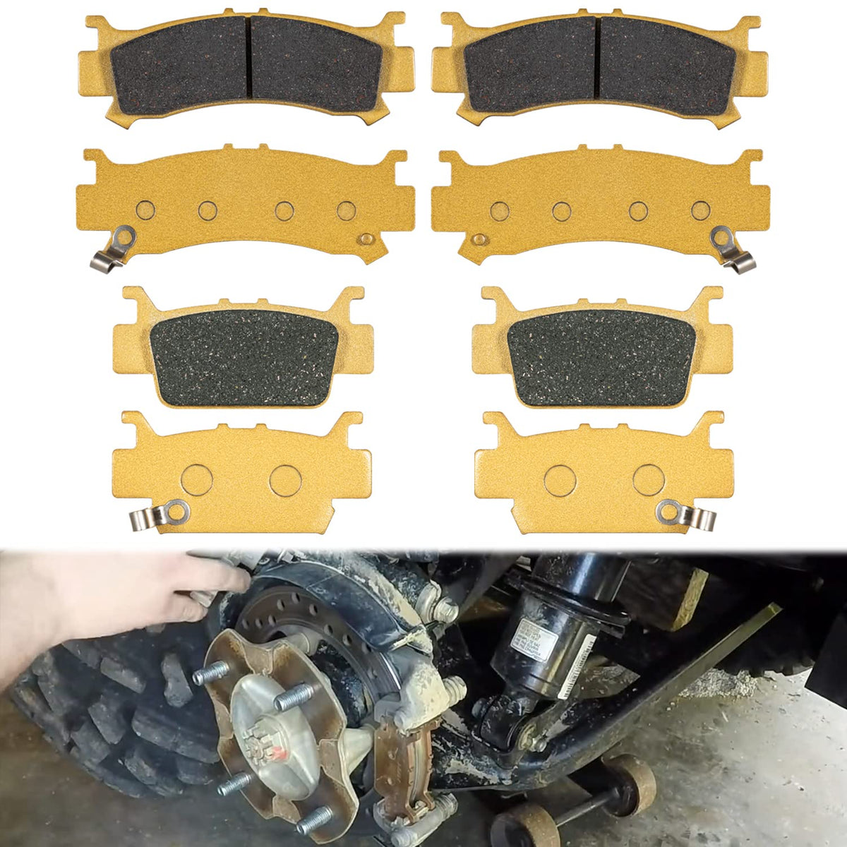For 2016-2021 Honda Pioneer 1000/2016-2021 Honda Pioneer 1000-5/2019-2021 Honda Talon 1000R And 1000X - Replaces 06451-Hl4-A01 Front And Rear Ceramic Disc Metal Heavy Duty Brake Pads (4 Sets)