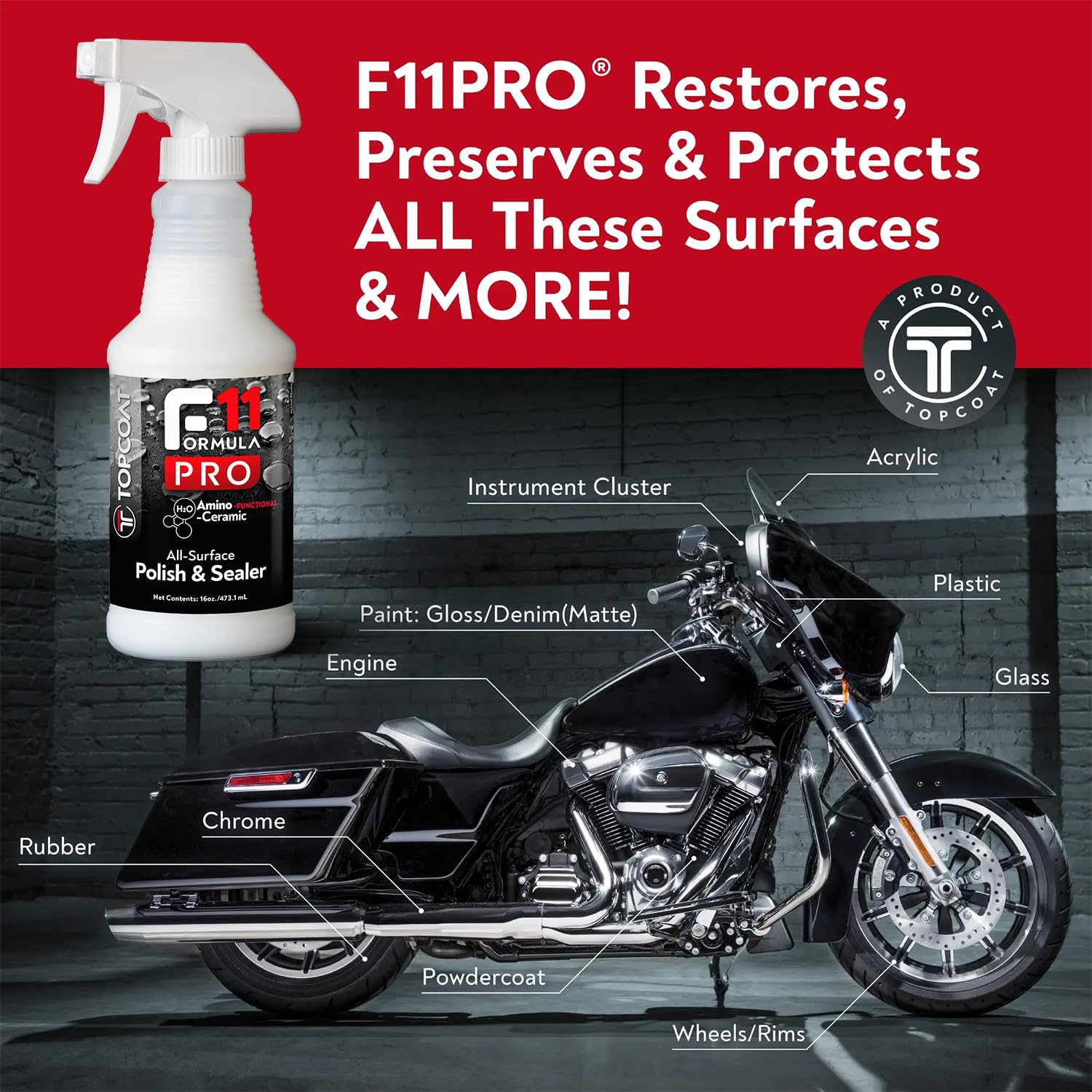 TopCoat F11PRO All-Surface Car Polish & Sealer - 8oz Water-Based Ceramic Coating Spray for Cars, Motorcycles, Boats, and RVs