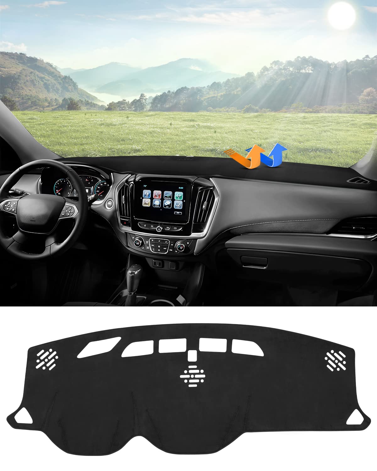 Autorder Dashboard Cover Mat For 2018-2024 Chevrolet Traverse Accessories Dash Cover Flannel Dash Mat Sunshade Glare Uv Rays Pro