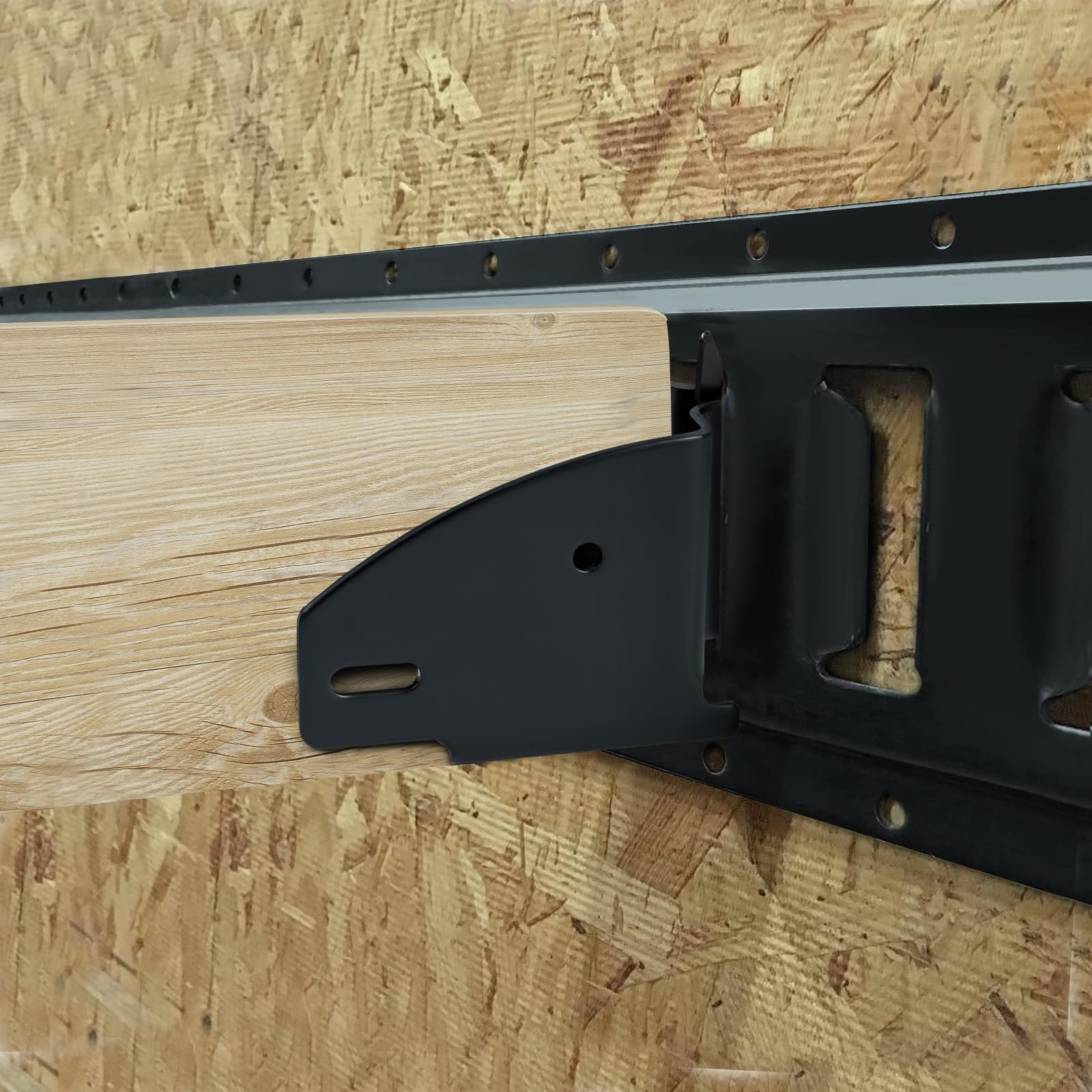 TENVONE E-Track Wood Beam End Socket Brackets, Alloy Steel, 4 Pack, Black, Model VE9005-US for Cargo, Truck, Trailer Storage