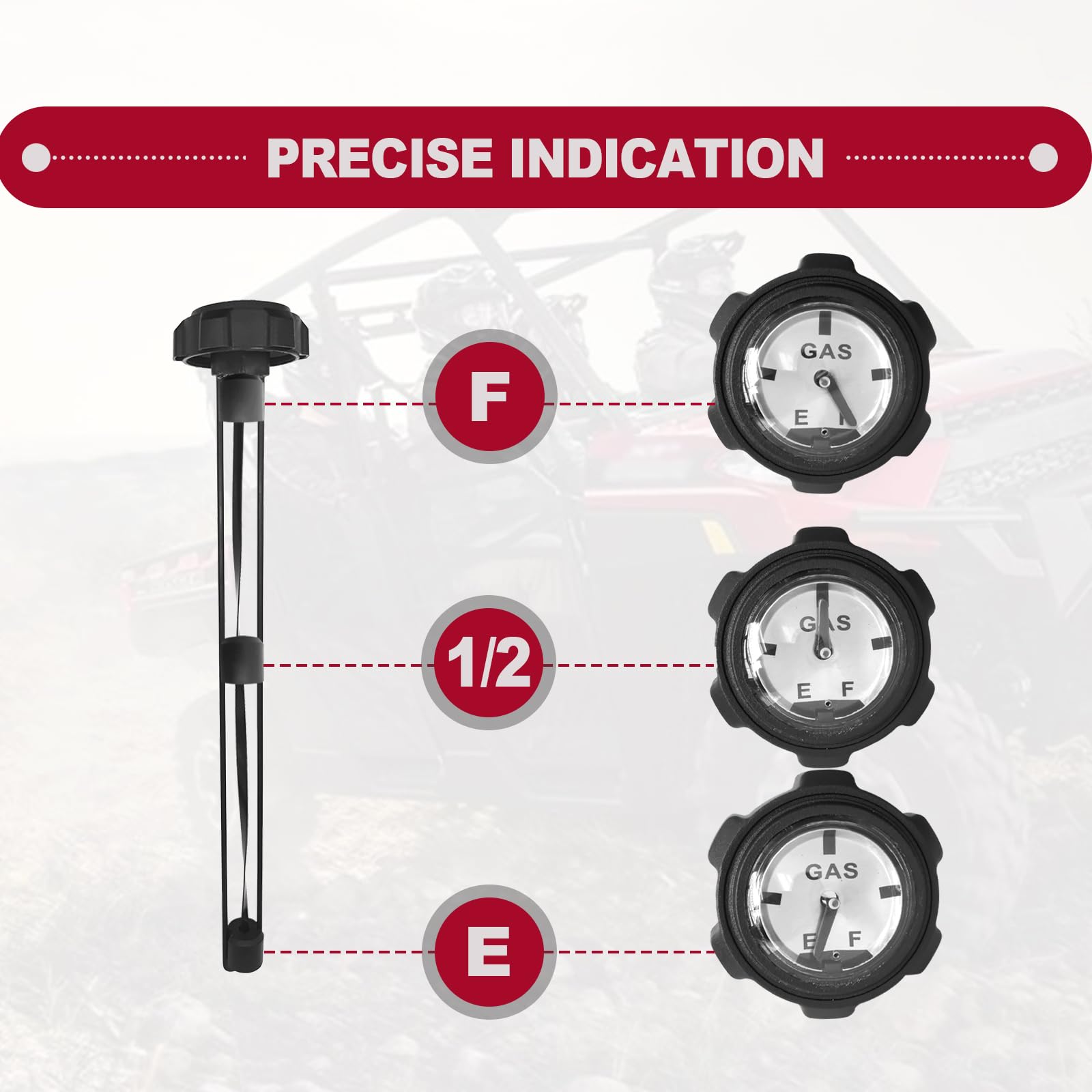 BSAMZO Gas Cap with Gauge for Polaris Ranger 400 425 500 700 - Upgraded OEM 1240119, Natural Color UTV Accessory