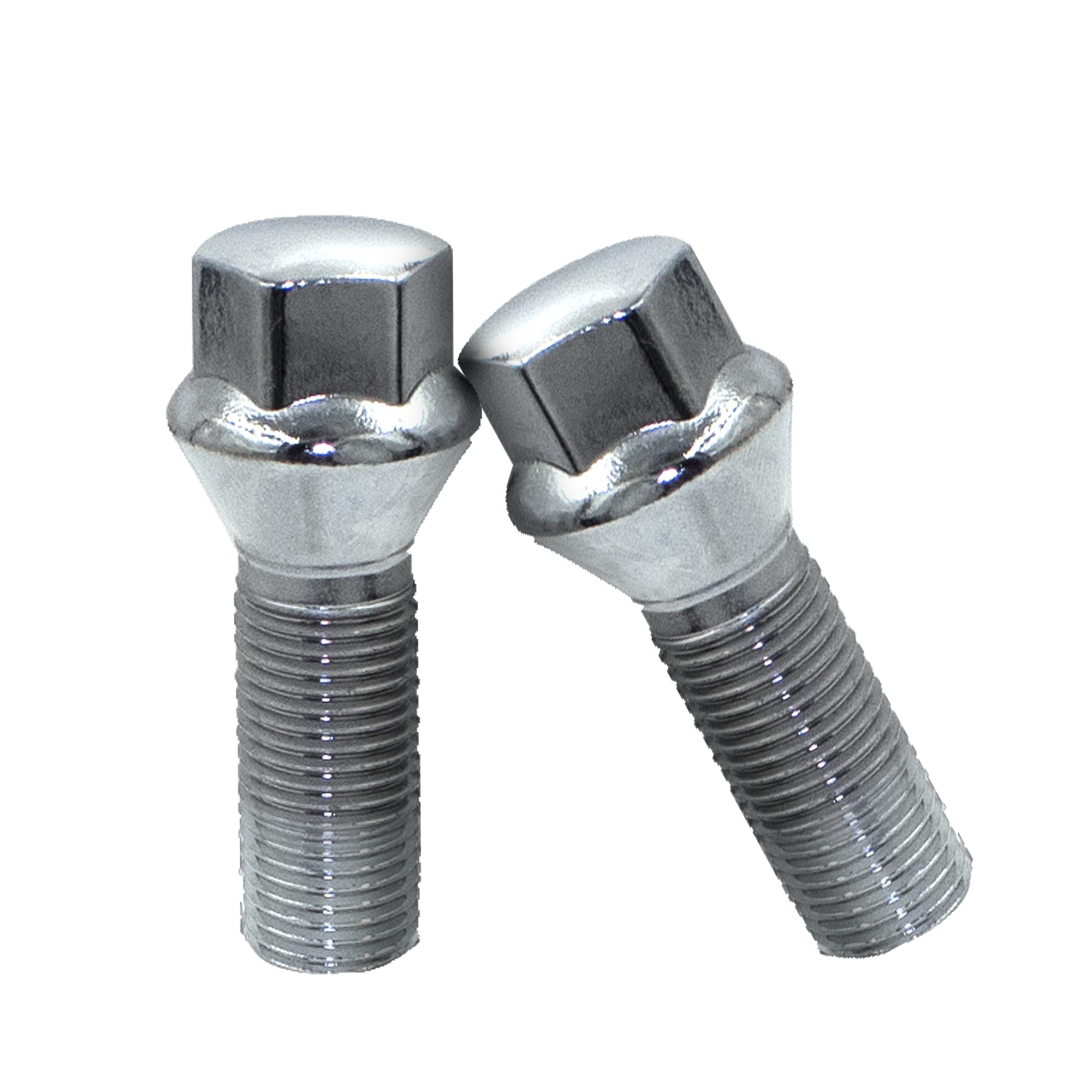 Wheel Accessories Parts Set Of 20 Chrome 12X1.75 Lug Bolt Kit Cone Seat Acorn 17Mm Hex, 28Mm Shank Length, M12X1.75 Thread Cone