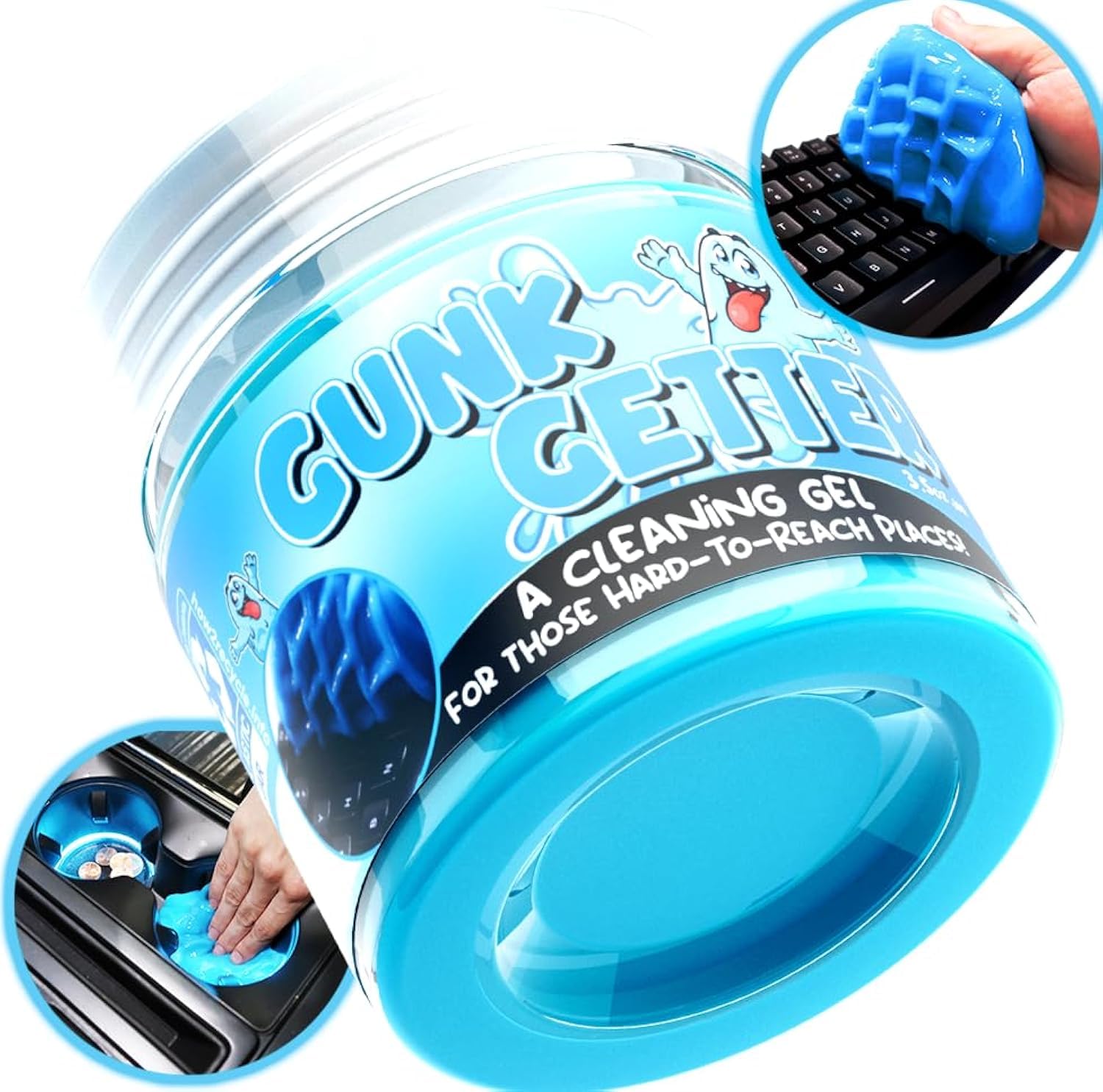 PeerBasics Gunk Getter, Cleaning Gel for Those Hard to Reach Places, Automotive Cup Holder Electronic Keyboard Office, Slime Gel