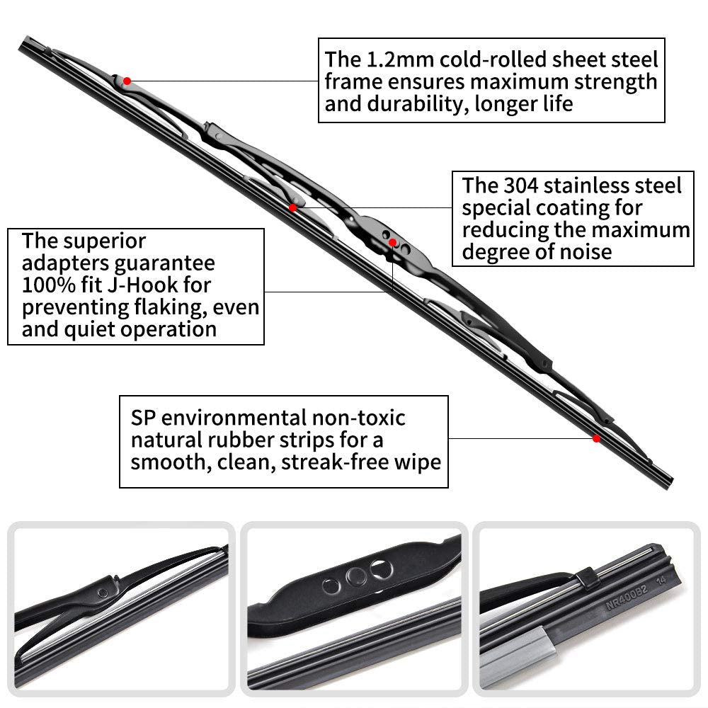 Otuayauto 24''+20'' Front Windshield Wiper Blades - Replacement For Kia Soul 2009-2018 Window Wipers - J-Hook Premium All Weathe