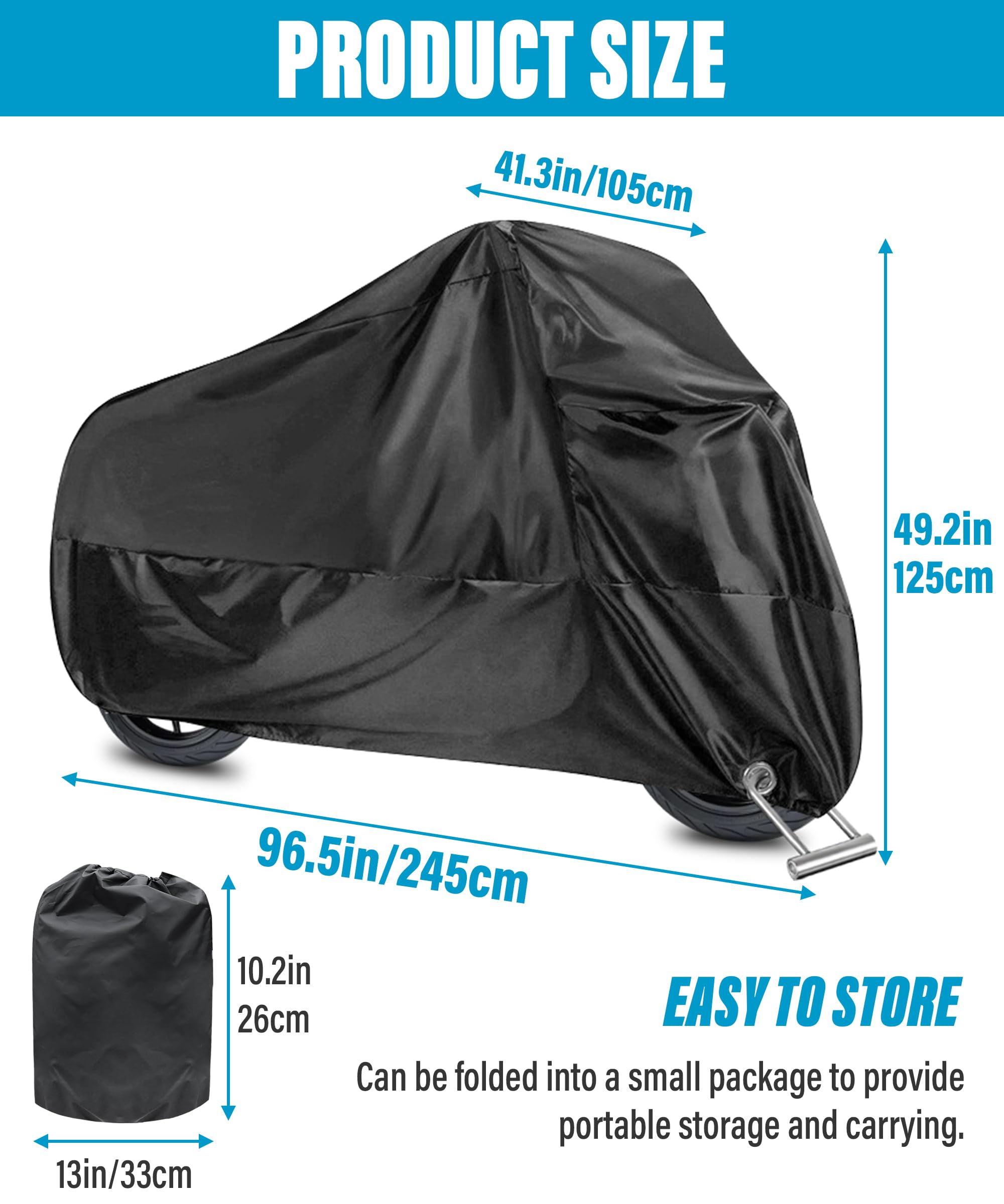 Zlirfy Motorcycle Cover,Motorcycle Accessories,Motorbike Full Cover Motorcycle Covers Waterproof Outdoor,Car Accessories Univers
