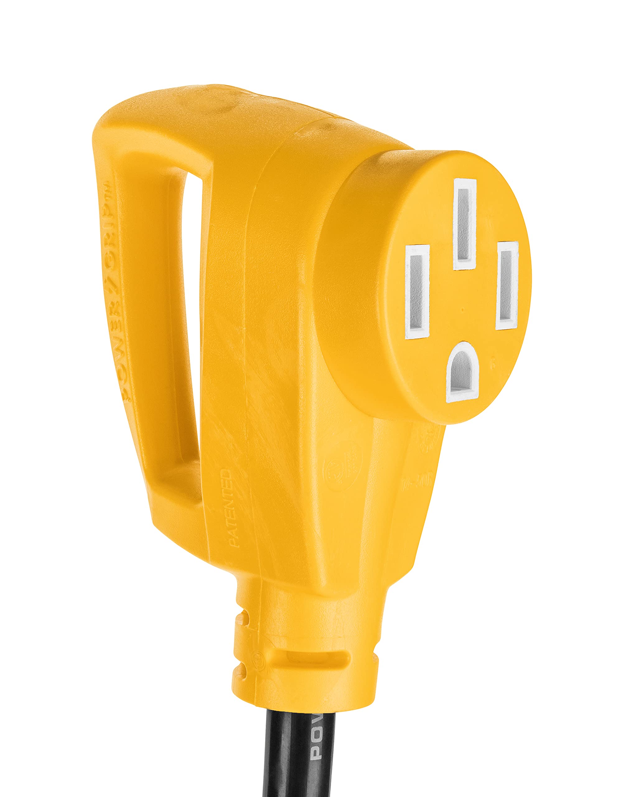 Camco PowerGrip Camper/RV Dogbone Electrical Adapter | Features 30-Amp Male (NEMA TT-30P) and 50-Amp Female (NEMA 14-50R) Ends | Rated for 125V/3750W (55185)