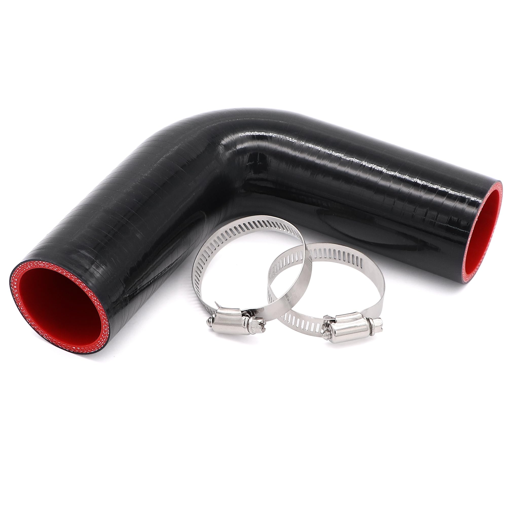 TuoLauthon 90 Degree 1-3/4inch(45mm) Elbow Coupler Hose,4-Ply Reinforced,Length 4inch(102mm) with 2PCS Clamps for Turbo/Intercoo