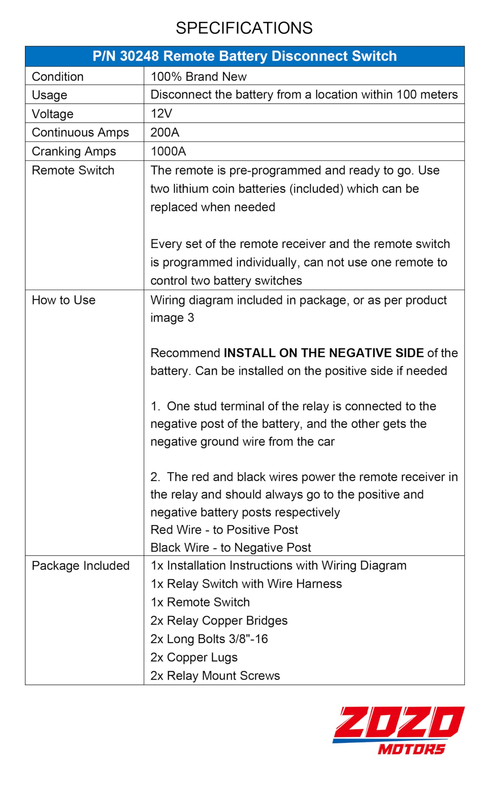 ZOZOMOTORS 3/8" Side Post Battery Disconnect Switch 12V, 200/1000 AMP Heavy Duty, Black, Anti Theft for Car, Truck, UTV, ATV