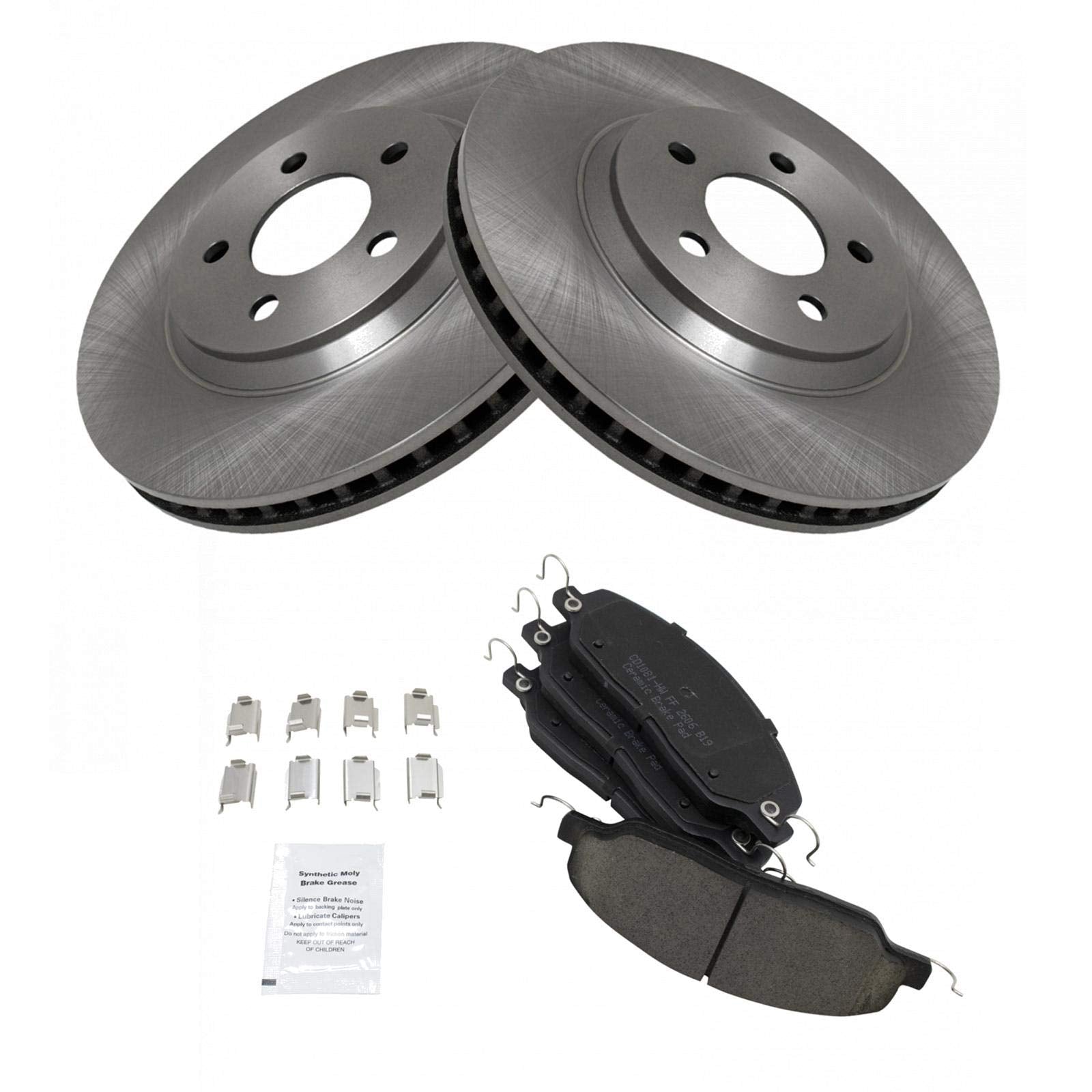 Trq Front Brake Pad & Rotor Kit Brake Pads Brake Rotor Ceramic Compatible With 2005-2014 Ford Mustang