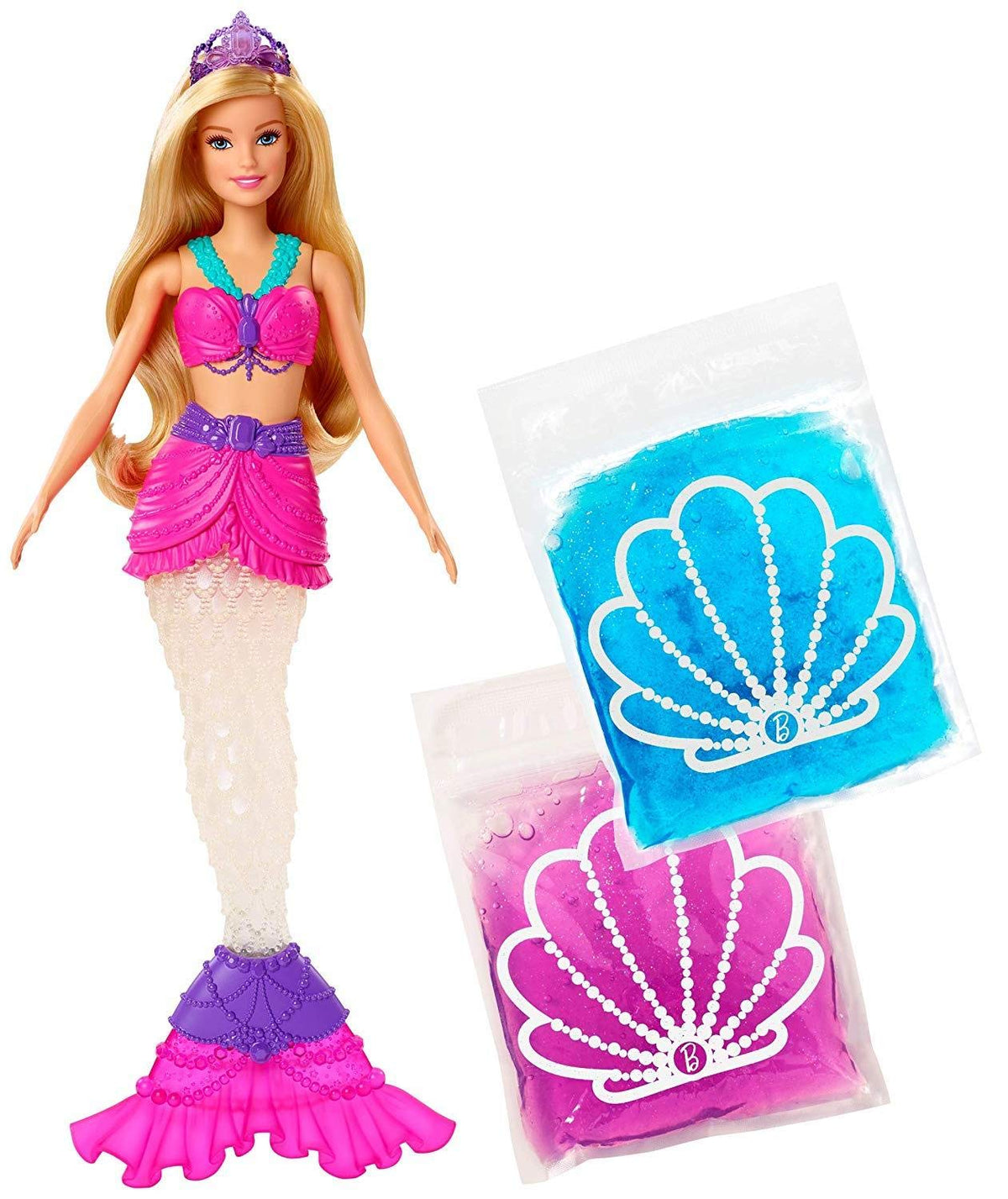 Barbie Dreamtopia Slime Mermaid Doll With 2 Slime Packets, Removable Tail And Tiara, Makes A Great Gift For 3 To 7 Year Olds, Mu