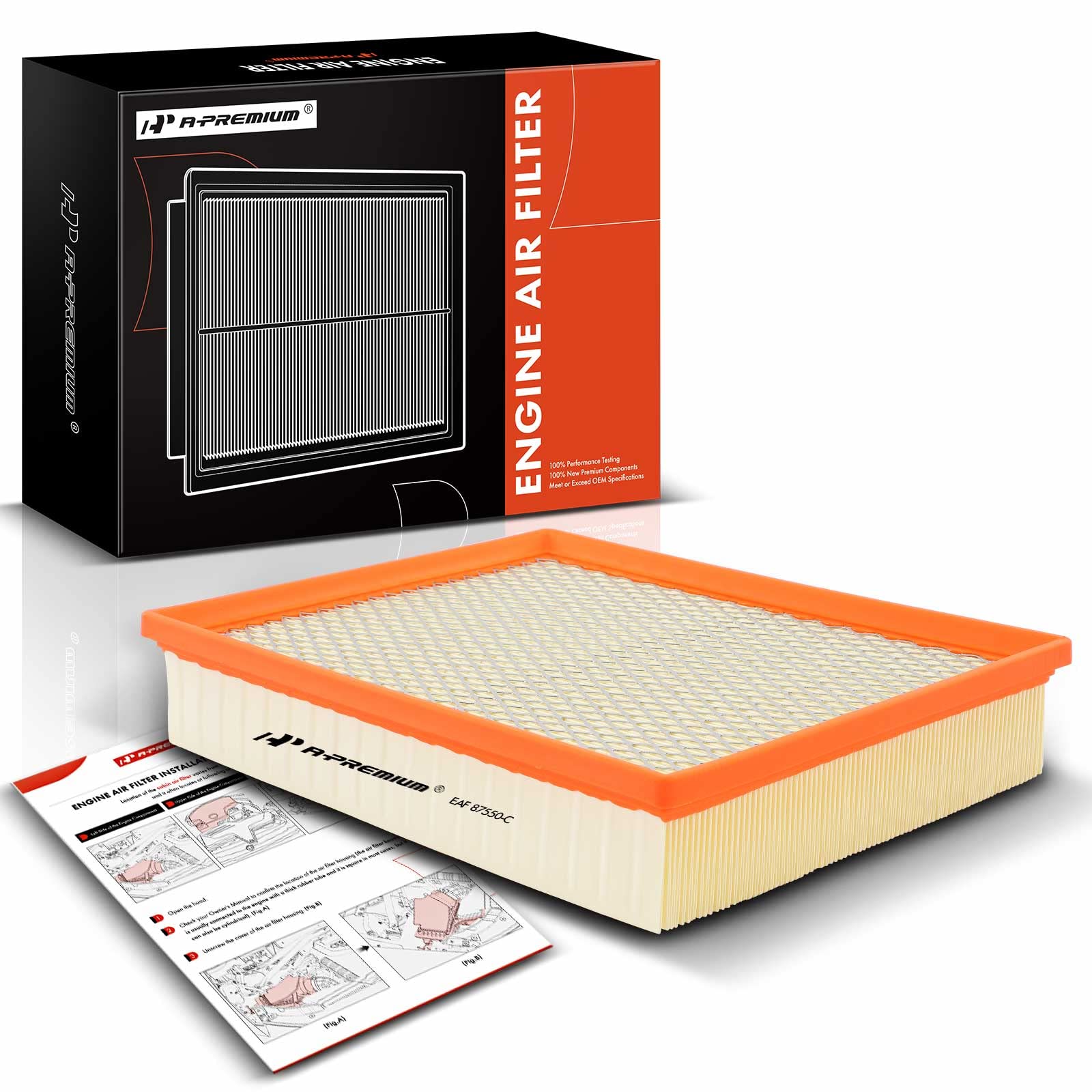 A-Premium Engine Air Filter Compatible with Selected Cadillac, Chevrolet & GMC Models - Silverado, Sierra, Avalanche, Suburban, 