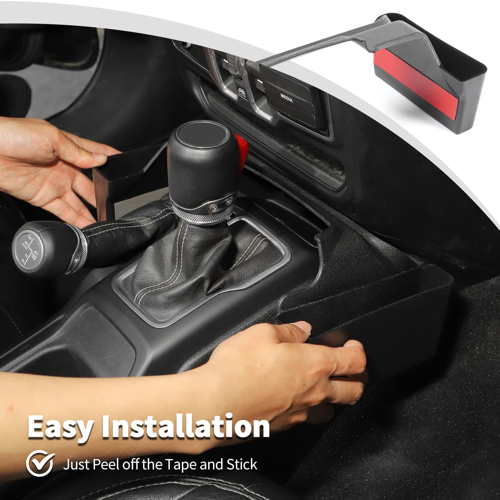 Jwwy Gear Shift Storage Box Compatible With 2018-2023+Jeep Wrangler Jl Jlu & Gladiator Jt,Organizer Tray For Jeep Wrangler Acces