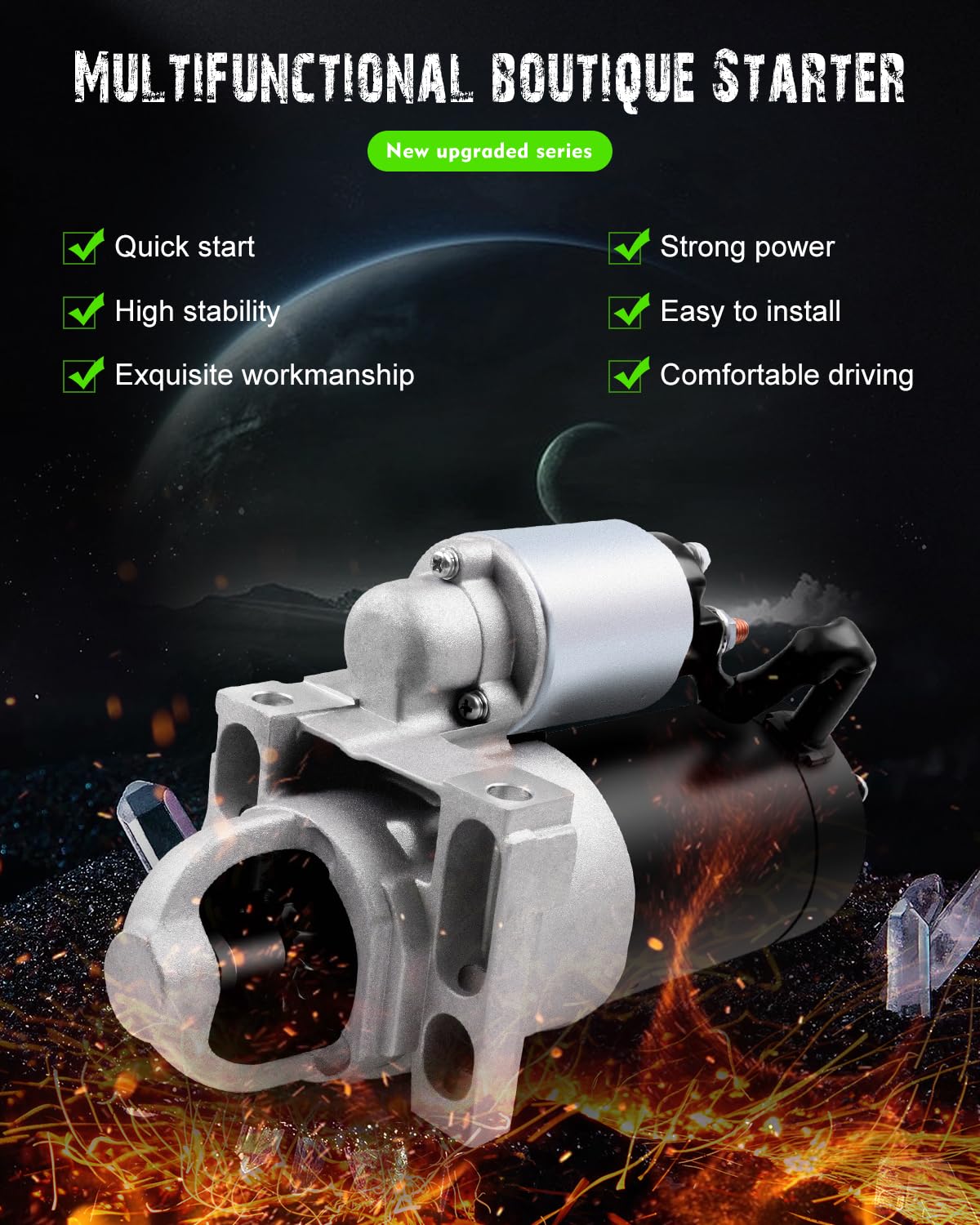 Scitoo Starters Sdr0070 6489N 323-1443 Fit For Chevrolet For Silverado 1500 2001-2003 For Tahoe 2001-2003 4.8L For Express Vans 2003 For Gmc For Savana Vans 2003 For Sierra 1500 2001 2002 4.8L 5.3L