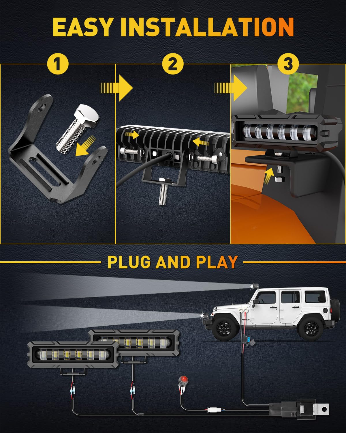 Naoevo 6 Inch Led Light Bar, 50W 2600Lm Led Fog/Off Road Lights For Trucks/Cars/Boat, 2 Pcs (White)