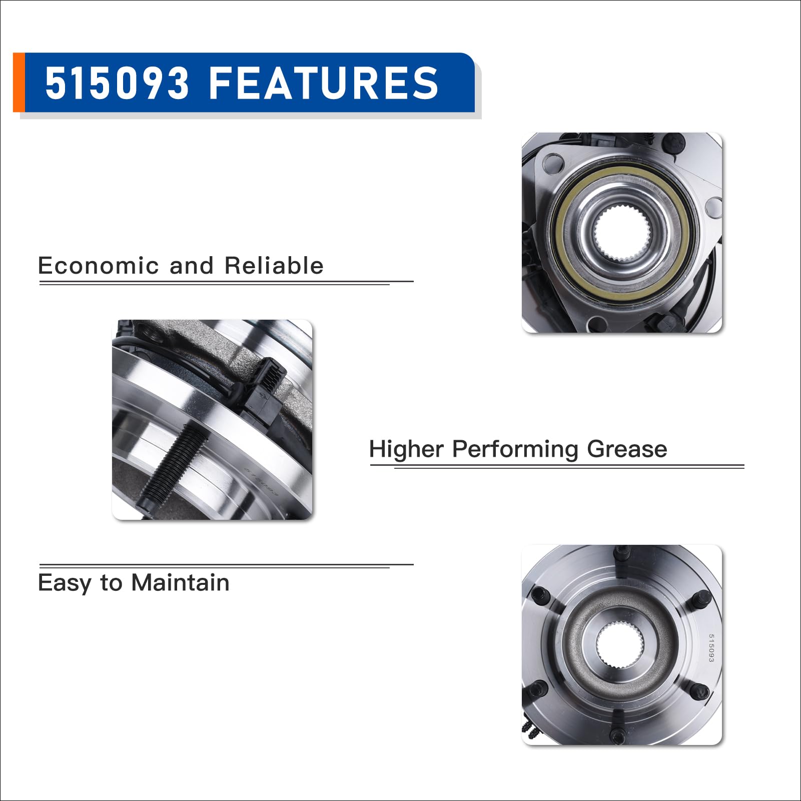 Parod Pair Front 515093 Wheel Hub And Bearing Assembly Compatible With 2006-2010 Hummer H3 2009-2010 Hummer H3T W/Abs 6Lugs