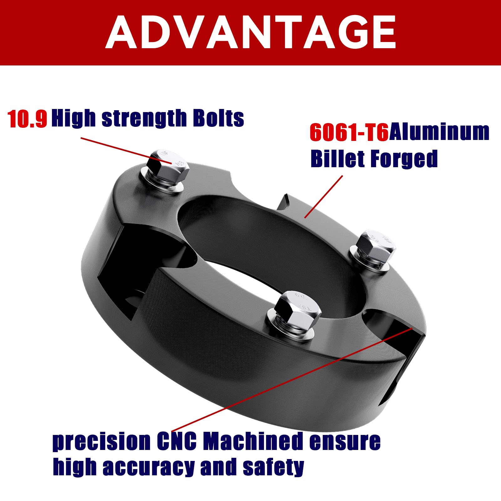 Flycle 2.5 Inch Front Leveling Lift Kits For 1999-2006 Tundra, 2'' Forged Front Strut Spacers Suitable For Tundra 1999-2006