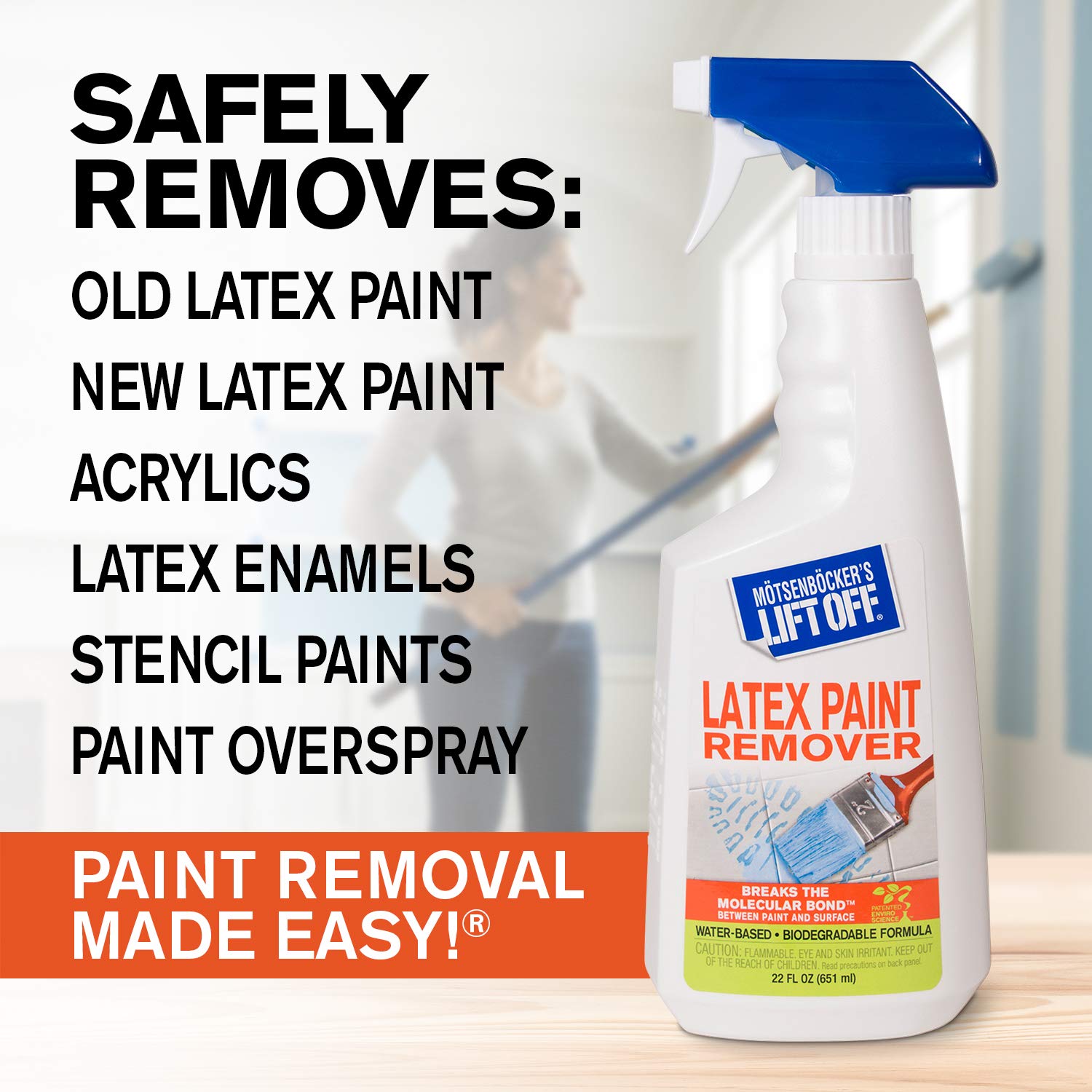 Motsenbocker's Lift Off Latex Paint Remover Spray, 22 Fl Oz (Pack of 2), Biodegradable, Water-Based, Multi-Surface Cleaner