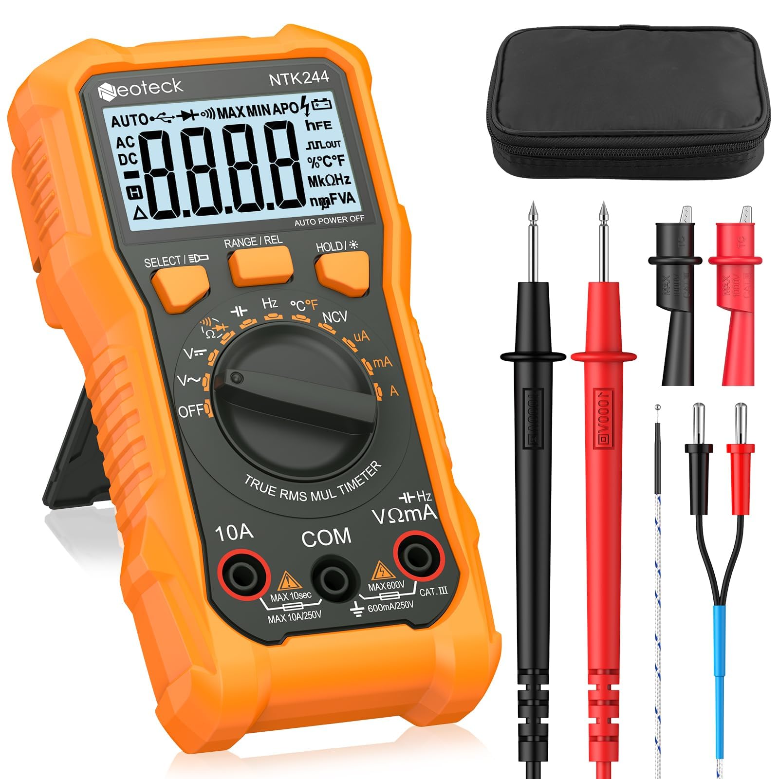 Neoteck 6000 Counts Digital Multimeter with NCV and TRMS Auto Range Multimeter for AC/DC Voltage&Current,Resistance,Capacitance,