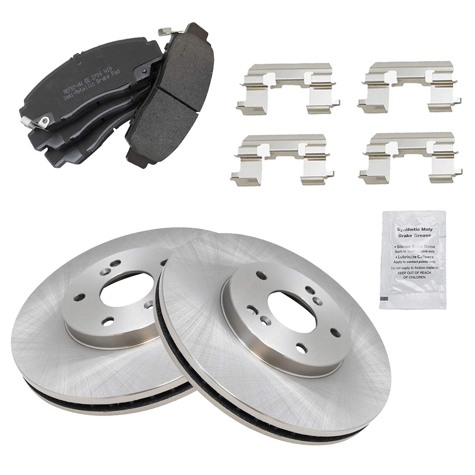 Trq Front Brake Pad & Rotor Kit Brake Pads Brake Rotor Semi-Metallic Compatible With 2001-2003 Acura Cl 1999-2008 Tl 2004-2010 T
