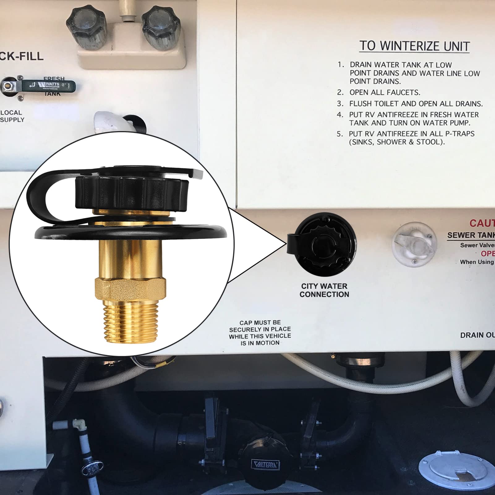 Rv Water Inlet Replacement City Water Fill Inlet Flange Brass Rv City Water Inlet With Check Valve 1/2'' Npt Male City Water Fil