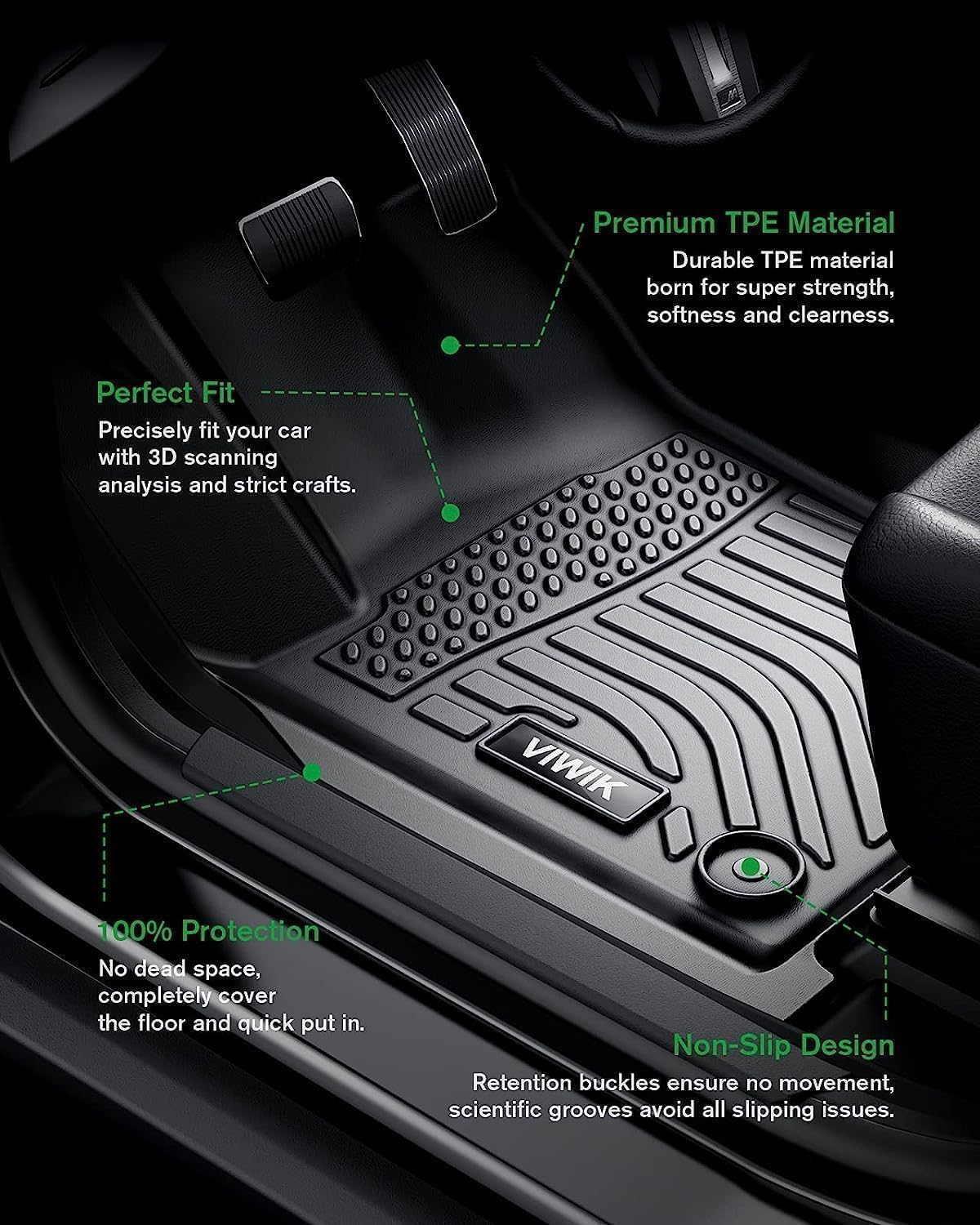 VIWIK Floor Mats Compatible for Honda Civic Sedan Only 2022 2023 2024, Automotive Floor Mats All Weather Custom Full Set Waterpr